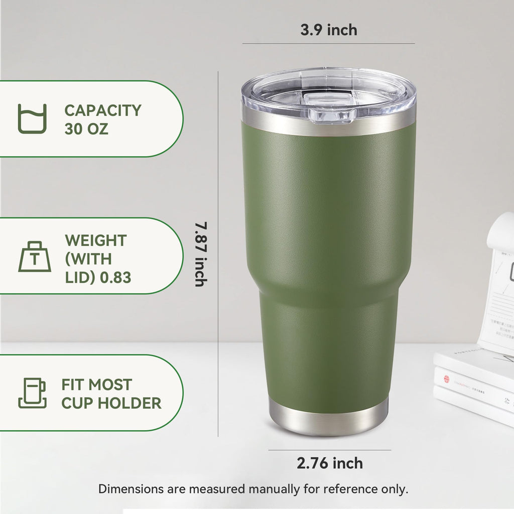 30 oz Tumbler with Lid Stainless Steel Tumblers Bulk Vacuum Insulated Cup Reusable Powder Coated Travel Mug Double Wall Leak Proof Cups Keep Cold Drinks for 12 Hours Black, Set of 8