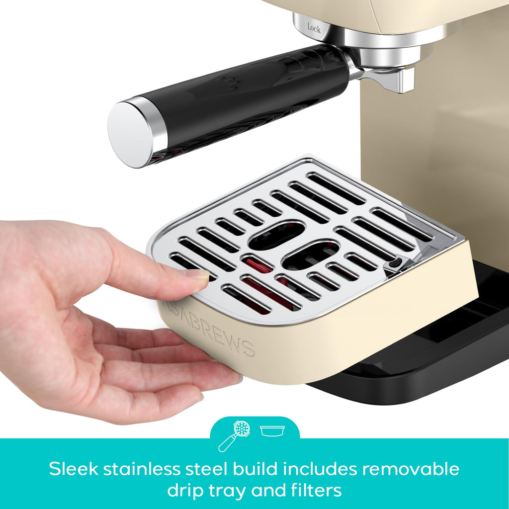 CASABREWS 3700 Essential Espresso Machine 20 Bar, Stainless Steel Cappuccino & Latte Coffee Maker with Steam Frother for Home, 43.9oz Water Tank, Silver