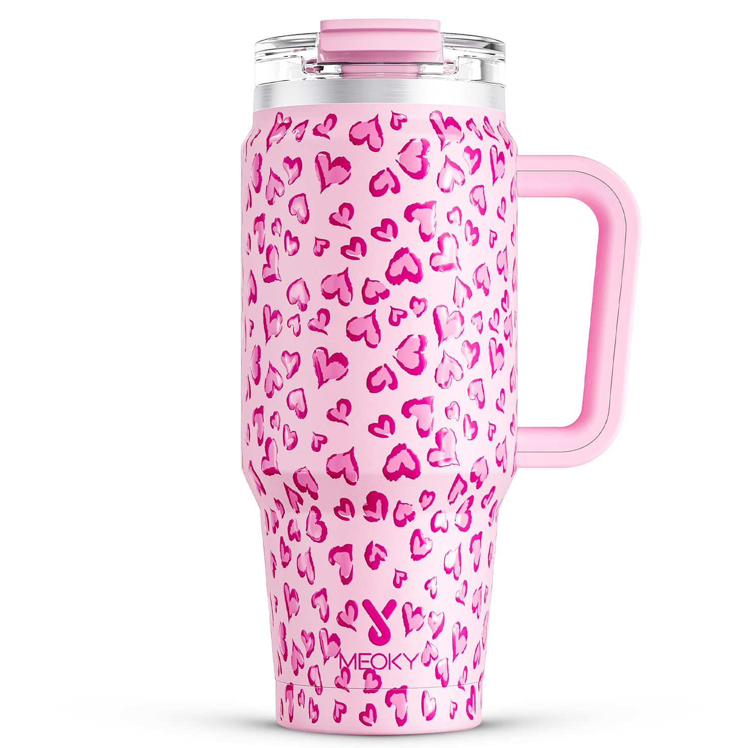 Meoky 32 oz Tumbler with Handle, Insulated Tumbler with Lid and Straw, Stainless Steel Travel Mug, Keeps Cold for 24 Hours, 100% Leak Proof, Fits in Car Cup Holder (Night)