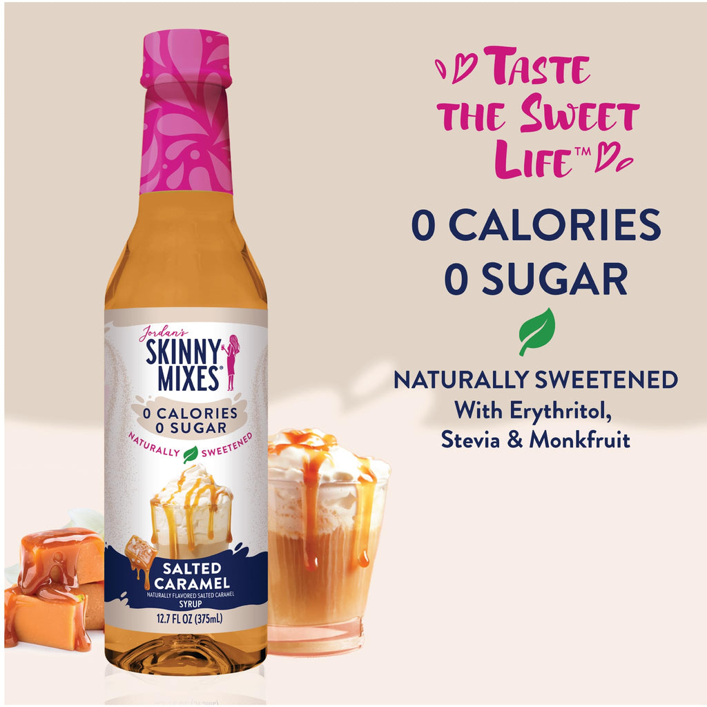 Jordan's Skinny Mixes Sugar Free Coffee Syrup, Cinnamon Dolce Coffee Flavoring Syrup, Naturally Sweetened Zero Calorie Drink Mix, Lattes, Baking or Protein Shake, Dairy & Gluten Free, 12.7 Fl Oz