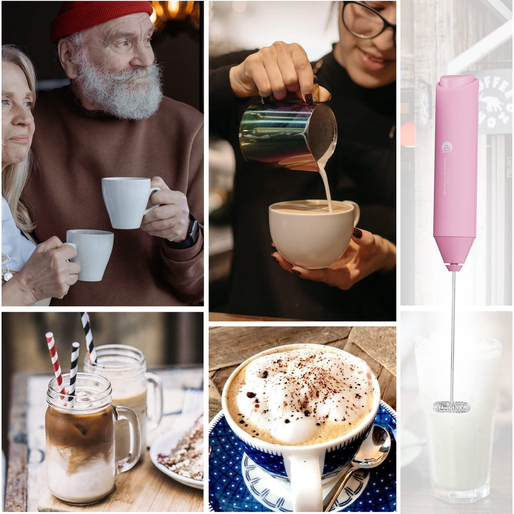 Powerful Milk Frother Handheld Foam Maker, Mini Whisk Drink Mixer for Coffee, Cappuccino, Latte, Matcha, Hot Chocolate, No Stand, Green