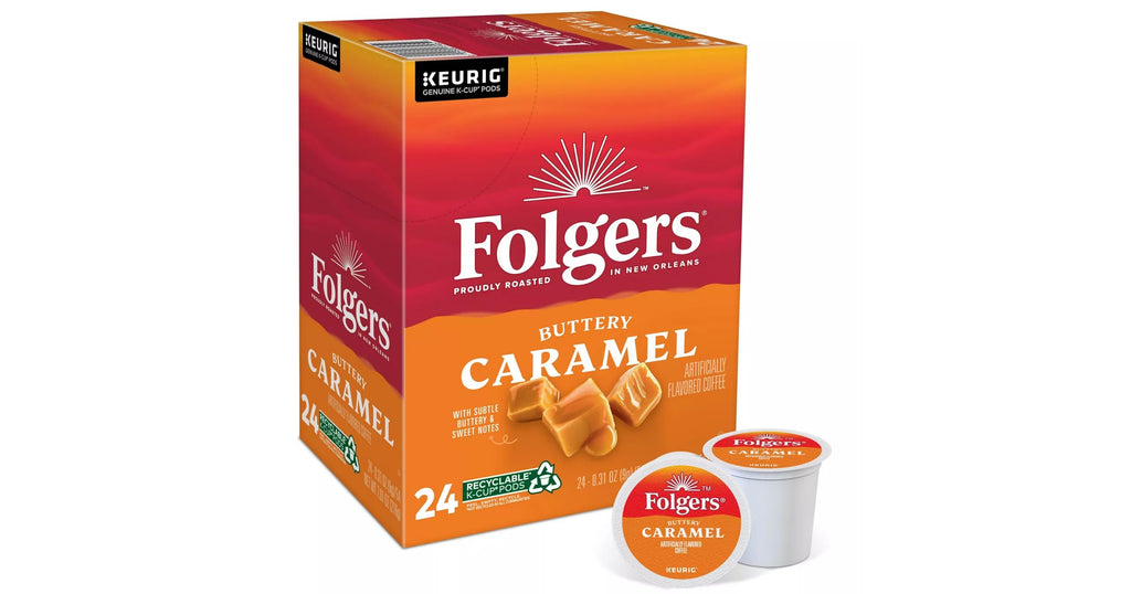 Folgers French Vanilla Artificially Flavored Coffee, Keurig K-Cup pods, 10 Count Box (Pack of 6)