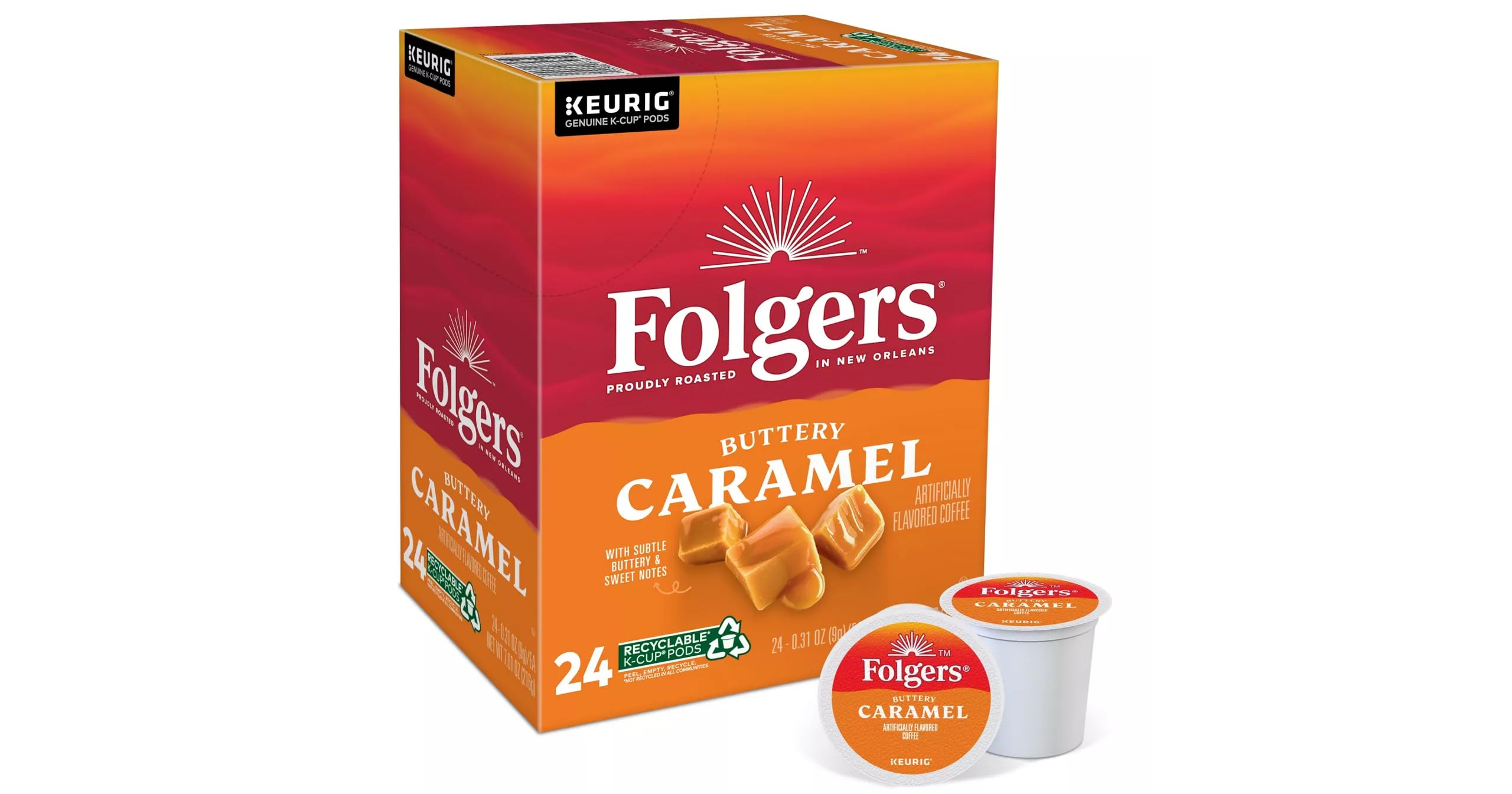 Folgers French Vanilla Artificially Flavored Coffee, Keurig K-Cup pods, 10 Count Box (Pack of 6)