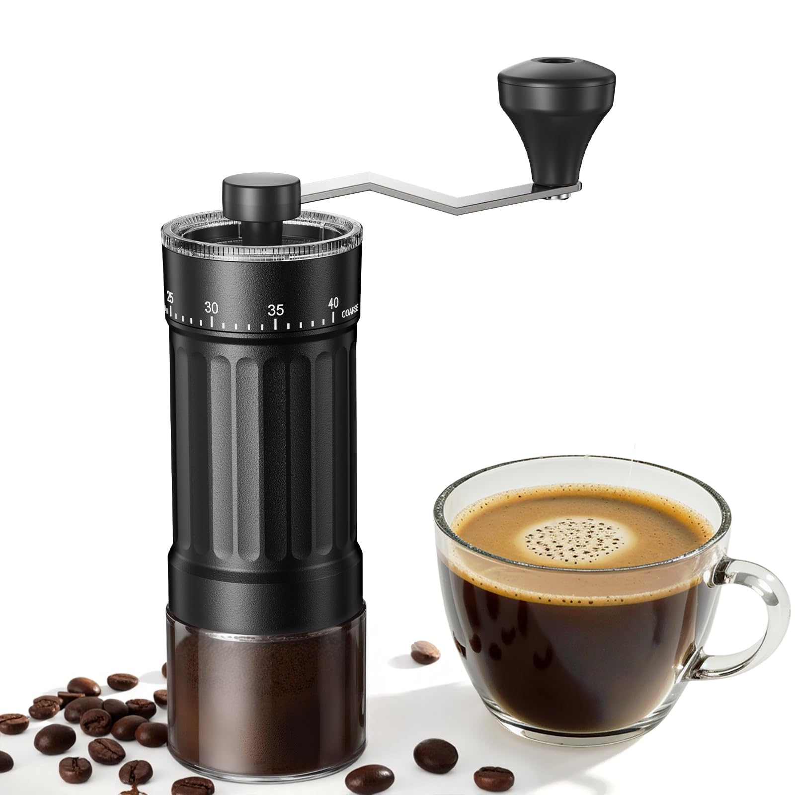 World's First 60g Large Capacity Manual Coffee Grinder, Portable Hand Coffee Bean Mill with 40 Adjustable Settings, Stainless Steel Burr Grinder for Pour Over, Camping, Travel, Gift (Forest Green)