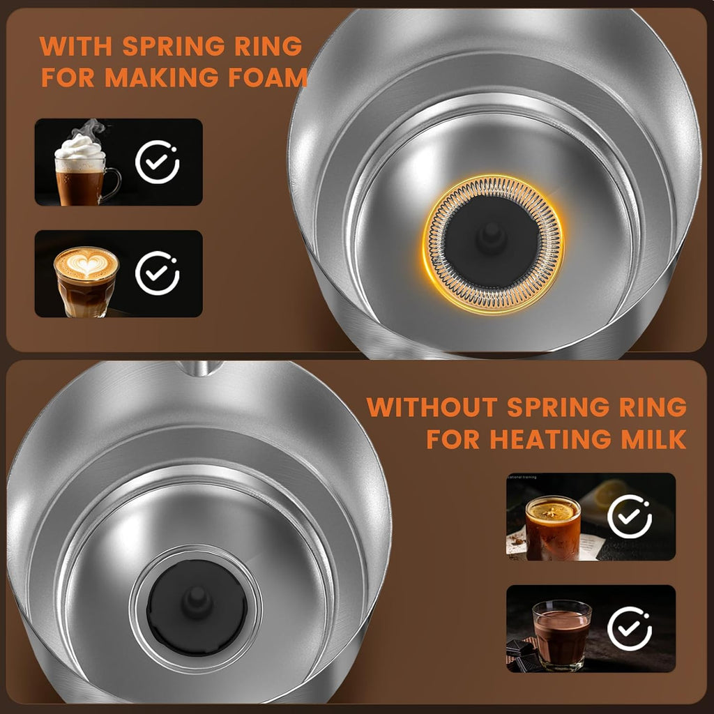 Milk Frother and Steamer, 4-in-1 Automatic Hot and Cold Foam Maker with 900ml Detachable Stainless Steel Jug, Electric Frother for Latte, Cappuccino, Macchiato, Hot Chocolate