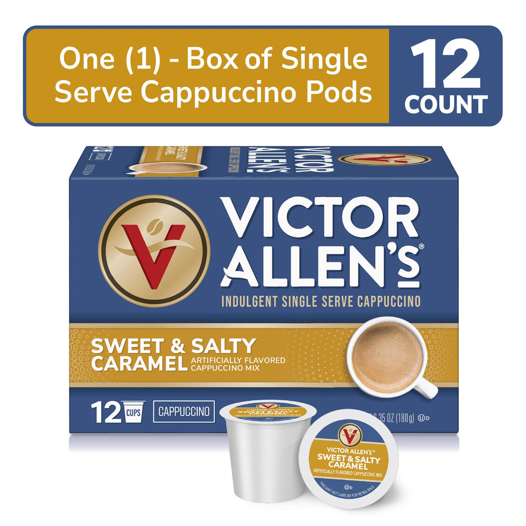 Victor Allen's Coffee White Chocolate Caramel Flavored Cappuccino, 42 Count, Single Serve Cups for Keurig K-Cup Brewers