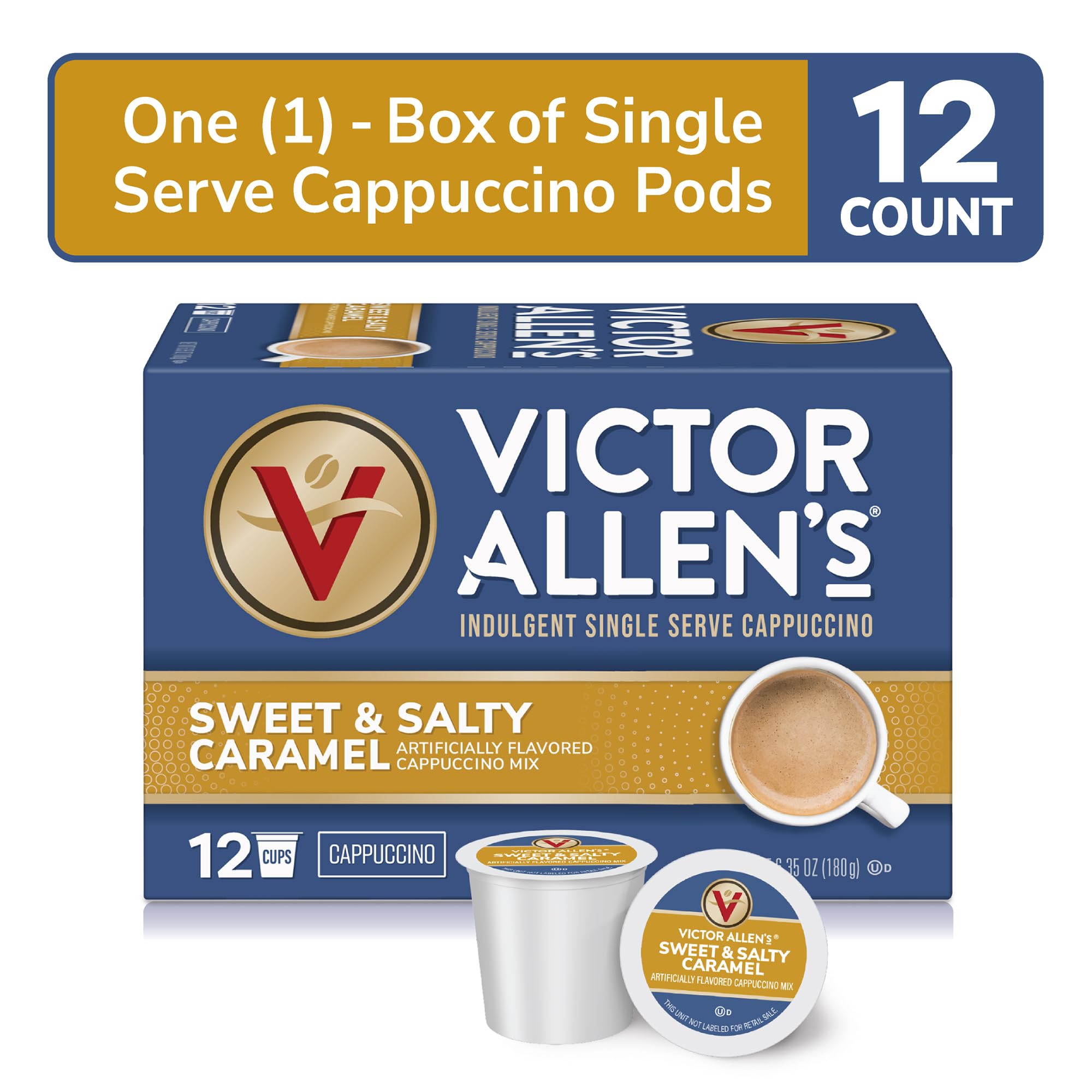 Victor Allen's Coffee White Chocolate Caramel Flavored Cappuccino, 42 Count, Single Serve Cups for Keurig K-Cup Brewers