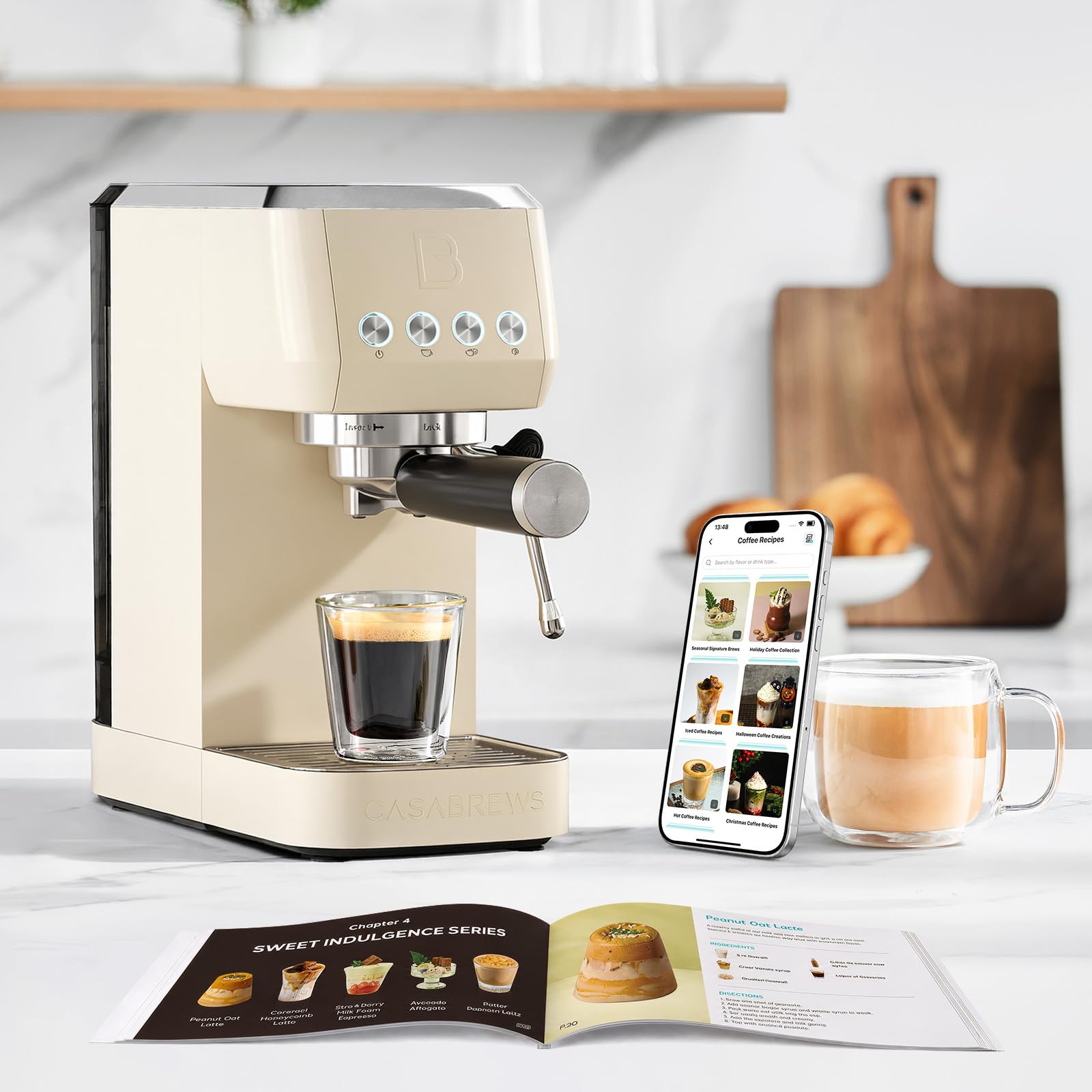 CASABREWS 3700 Essential Espresso Machine 20 Bar, Stainless Steel Cappuccino & Latte Coffee Maker with Steam Frother for Home, 43.9oz Water Tank, Silver
