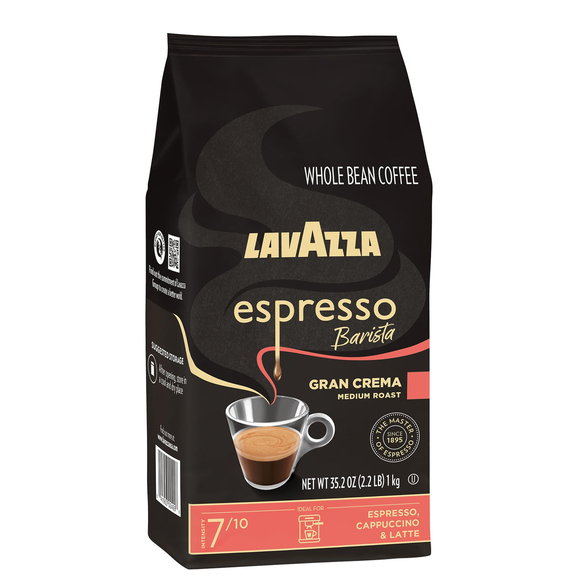 Lavazza Espresso Whole Bean Coffee, Medium Roast, 100% Arabica, 2.2 lb Bag (Pack of 1)