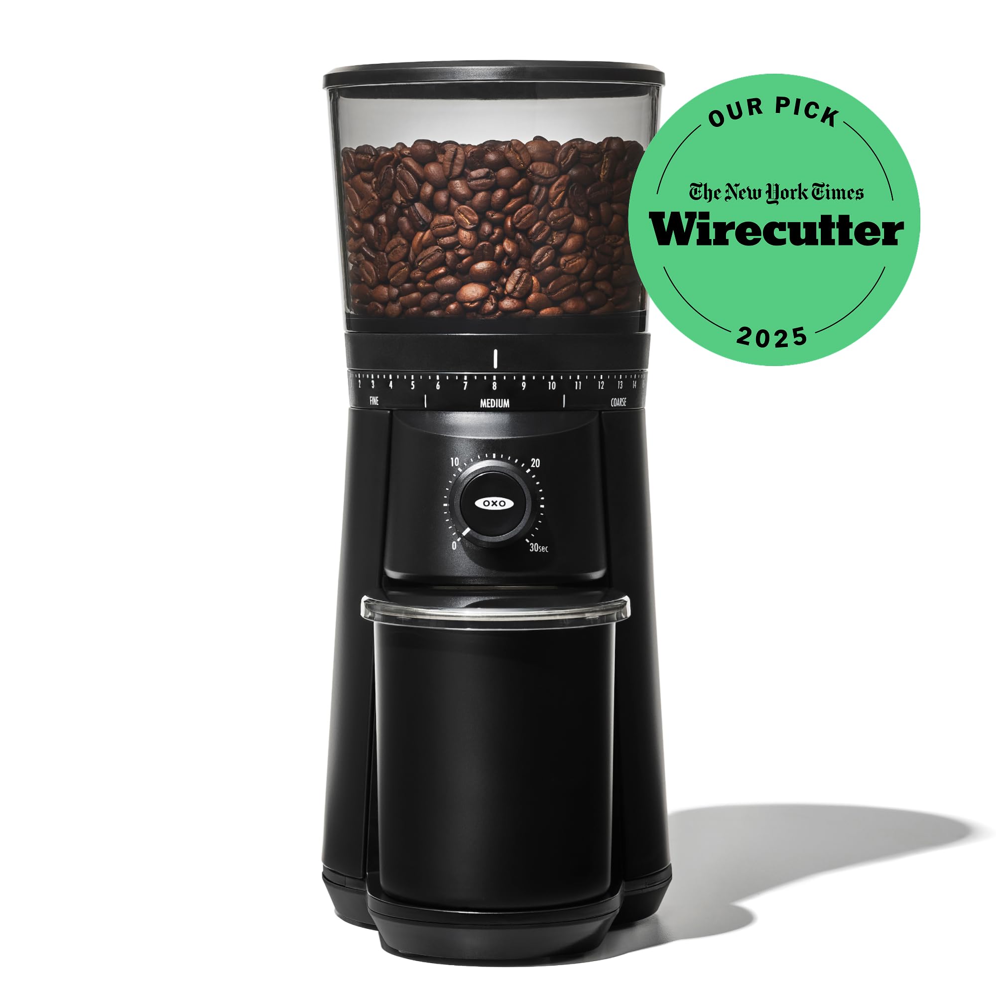 OXO Brew Conical Burr Coffee Grinder - Silver, Stainless Steel Burrs, One-Touch Automatic Smart Grind