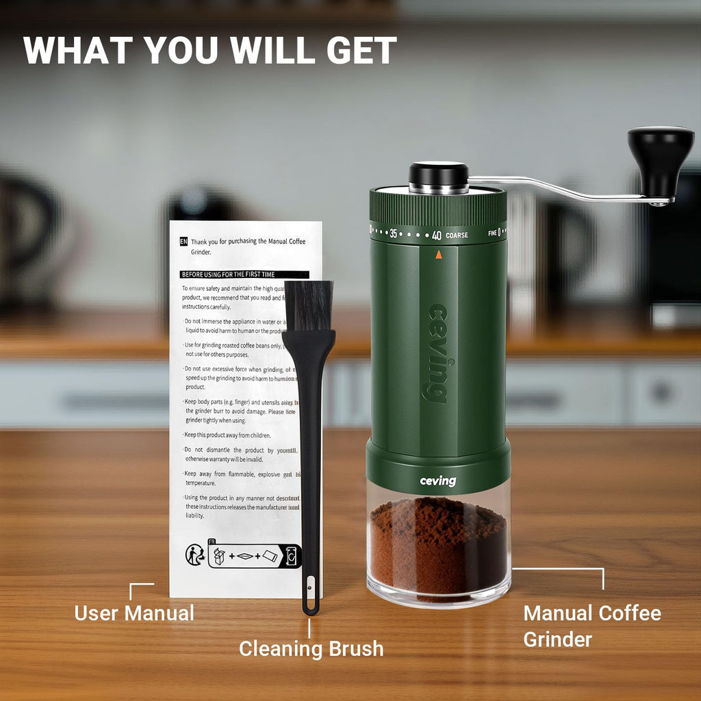 Mini Manual Coffee Grinder with 40 Adjustable Settings, Portable Hand Coffee Bean Mill with 30g Capacity, Conical Burr Coffee Grinder with Crank for Travel, Camping, Office, Espresso, Pour Over, etc