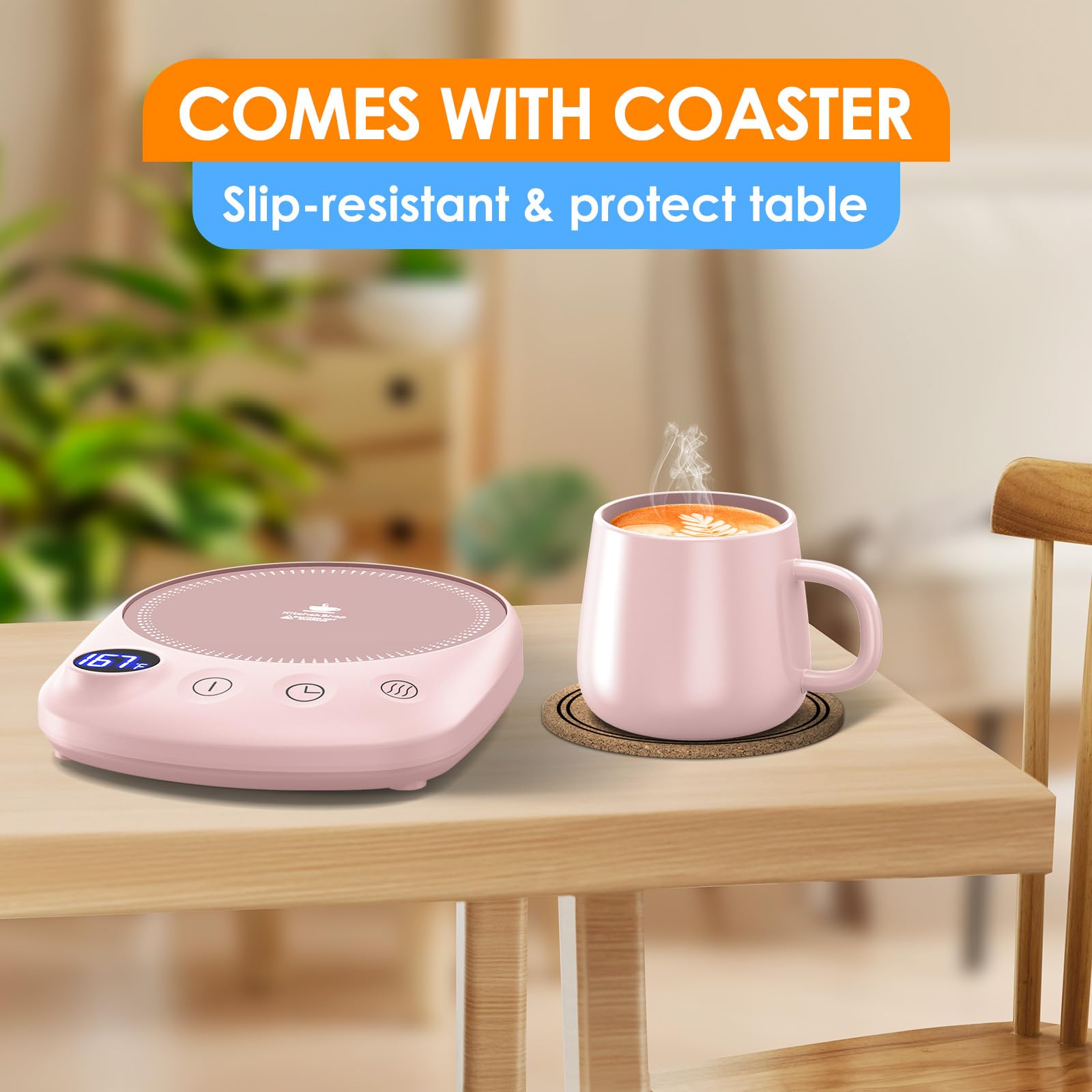 Coffee Mug Warmer - Fastest Heating & Highest Temperature, Coffee Cup Warmer for Desk Auto Shut Off, 4 Temp Settings & 1-12H Timer, Smart Electric Beverage Warmer for Coffee, Tea (Black)