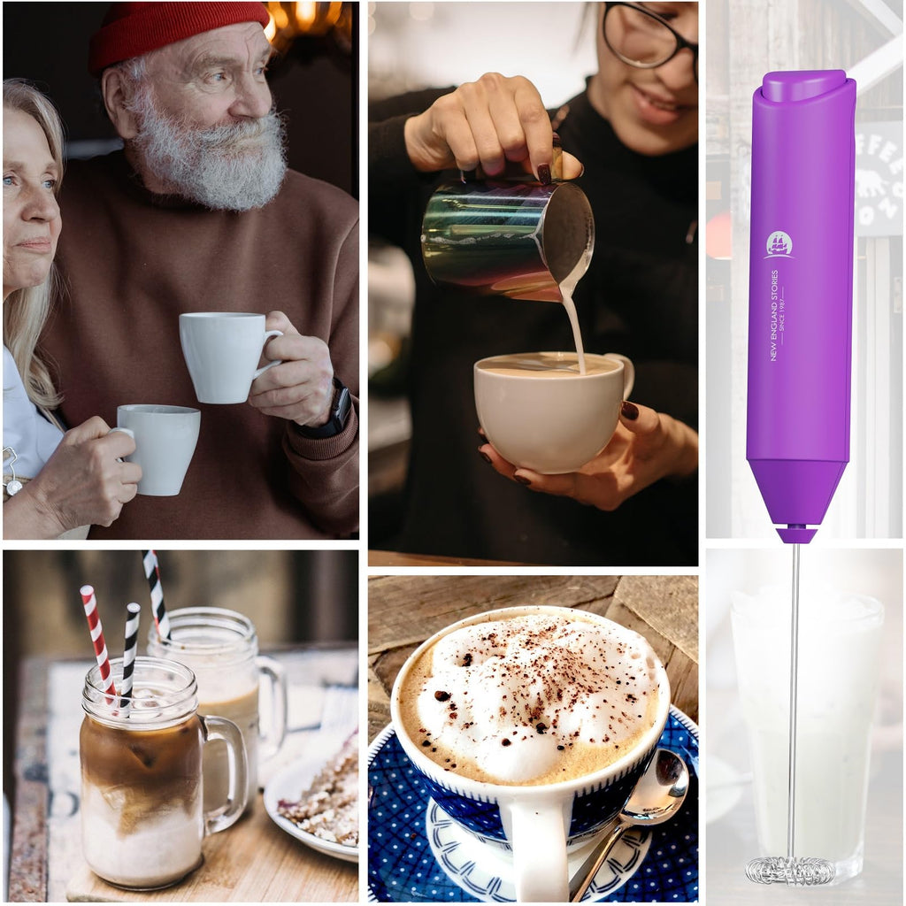 Powerful Milk Frother Handheld Foam Maker, Mini Whisk Drink Mixer for Coffee, Cappuccino, Latte, Matcha, Hot Chocolate, No Stand, Green