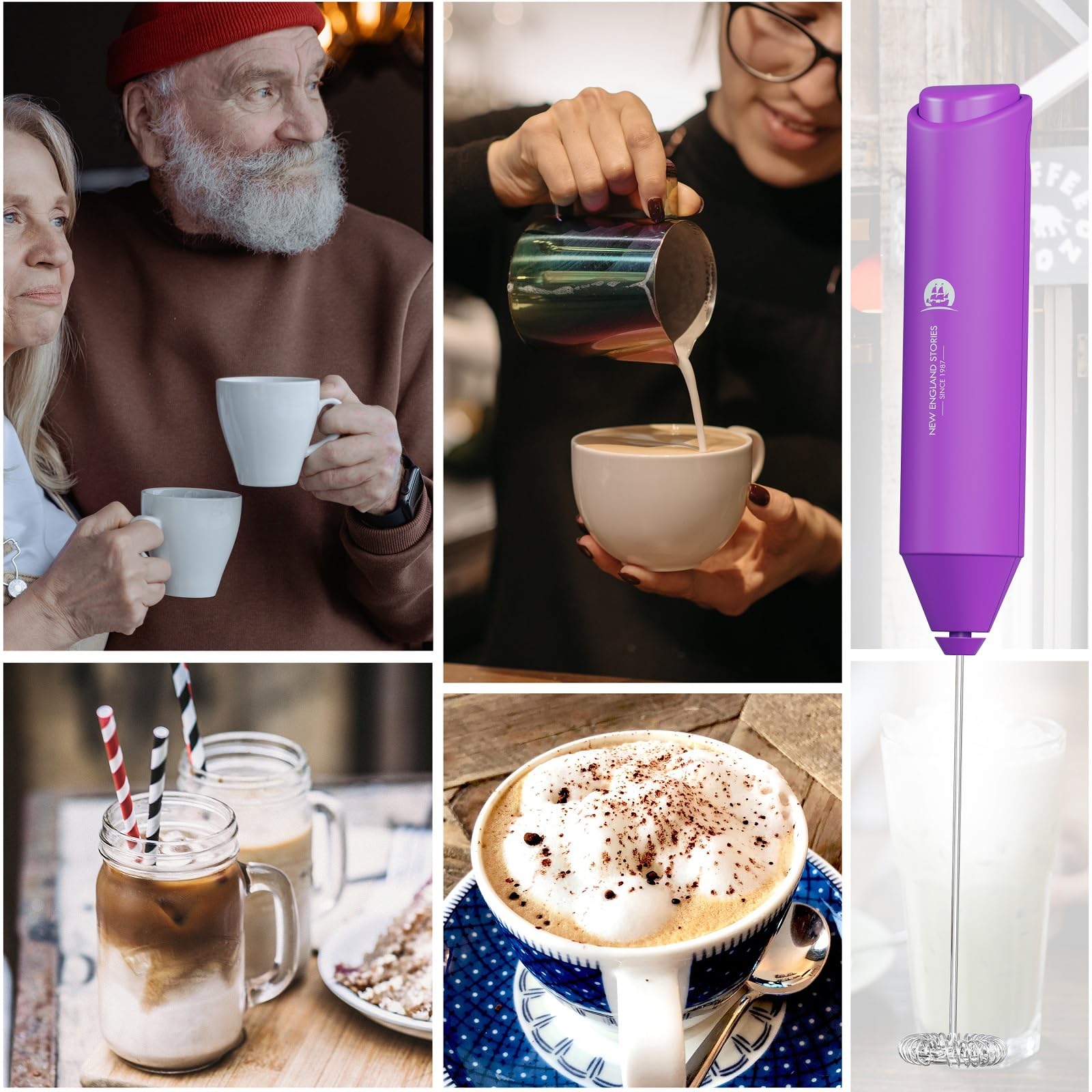Powerful Milk Frother Handheld Foam Maker, Mini Whisk Drink Mixer for Coffee, Cappuccino, Latte, Matcha, Hot Chocolate, No Stand, Green