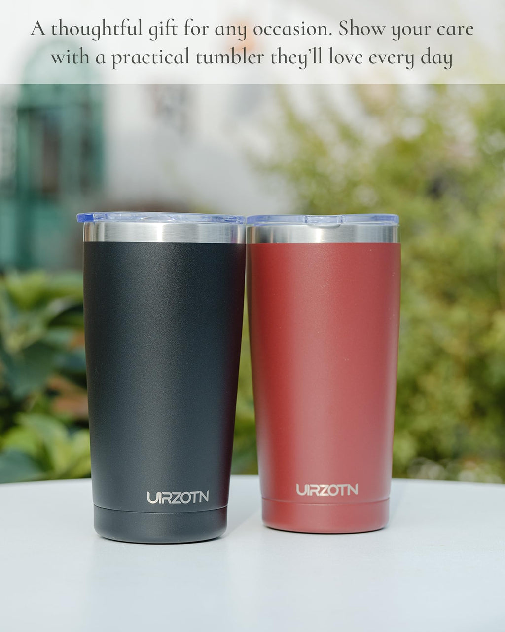 Travel Coffee Tumbler 20oz, Travel Coffee Mug with Dual Lids and Straw, Stainless Steel Double Wall Vacuum Insulated Tumbler for Hot/Iced Drinks (Textured Matte, Navy Blue)