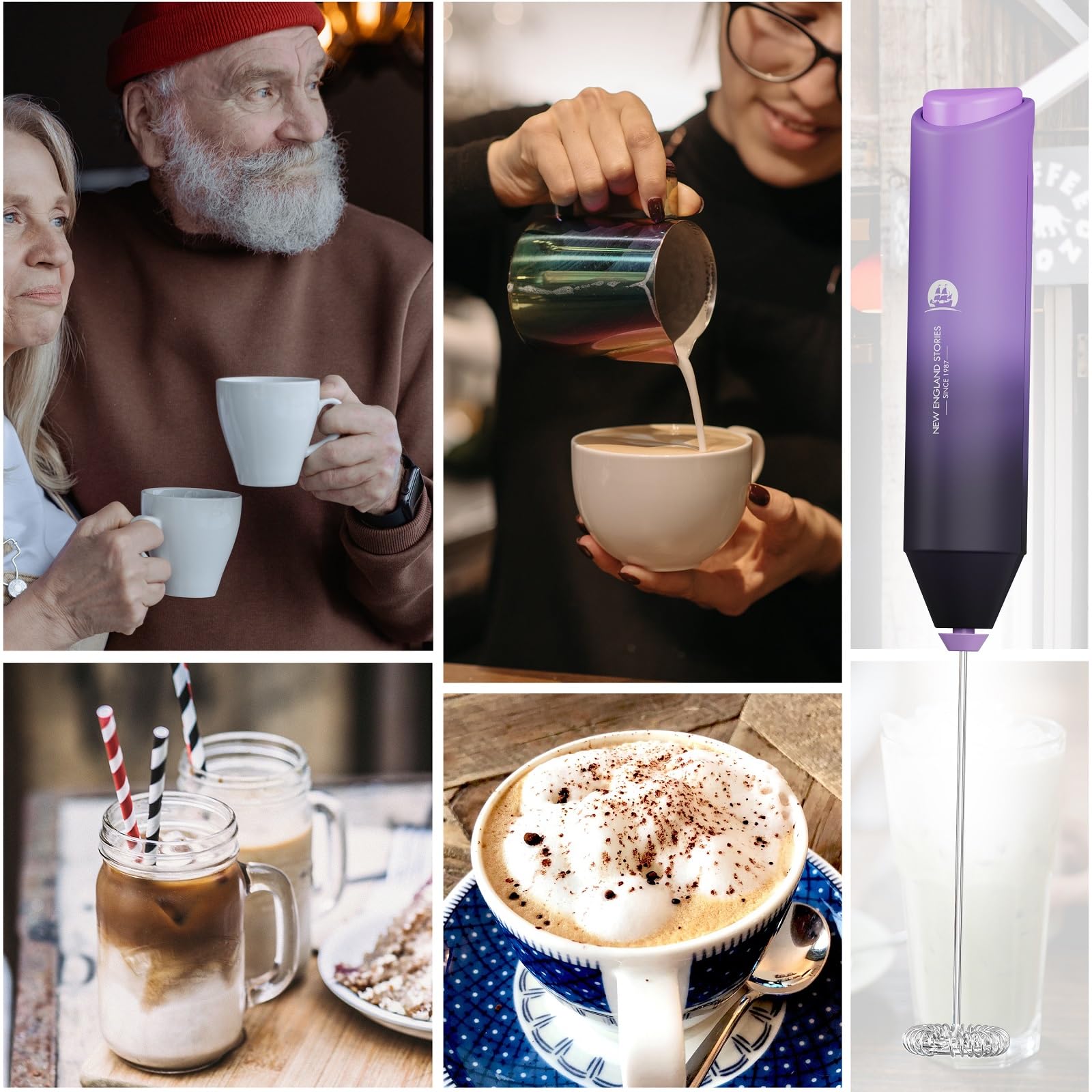 Powerful Milk Frother Handheld Foam Maker, Mini Whisk Drink Mixer for Coffee, Cappuccino, Latte, Matcha, Hot Chocolate, No Stand, Green