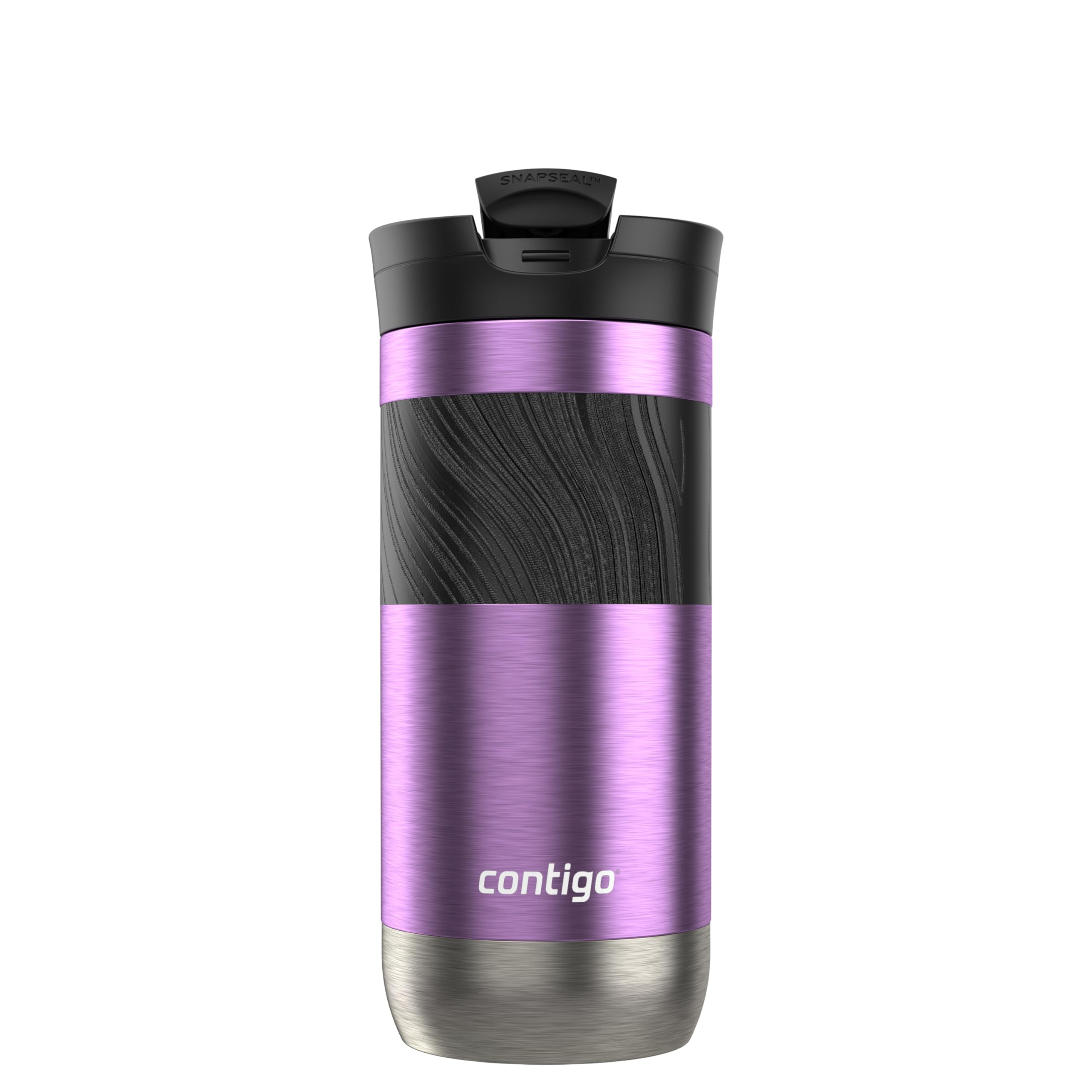 Contigo Byron Vacuum-Insulated Stainless Steel Travel Mug with Leak-Proof Lid Reusable Coffee Mug or Water Bottle BPA-Free 16oz Licorice Keeps Beverages Hot for 6 Hours or Cold for 12 Hours