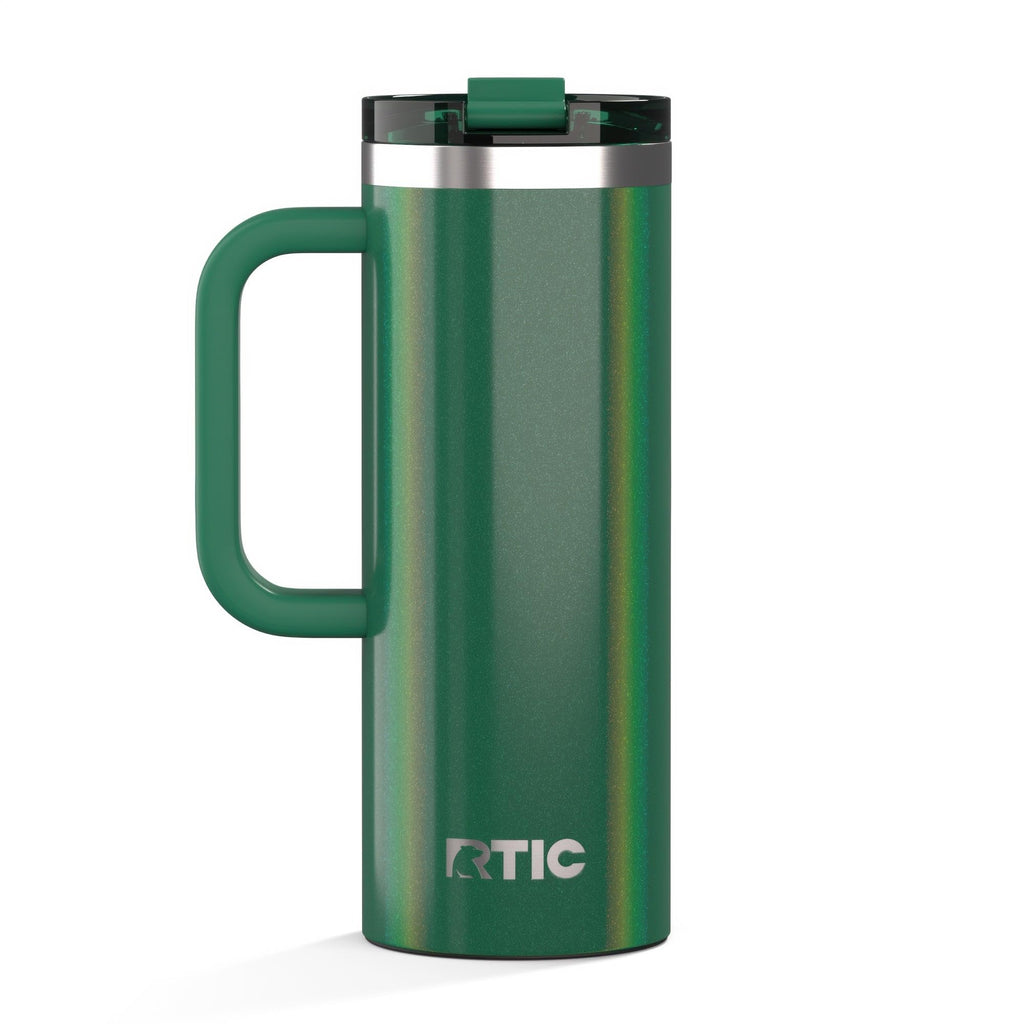 RTIC 20oz Road Trip Travel Mug with Lid and Handle, Ceramic Lined, Insulated, Stainless Steel, Metal, Double Wall Vacuum-Insulation, Portable Coffee, Tea Cup for Hot and Cold Drink, Black