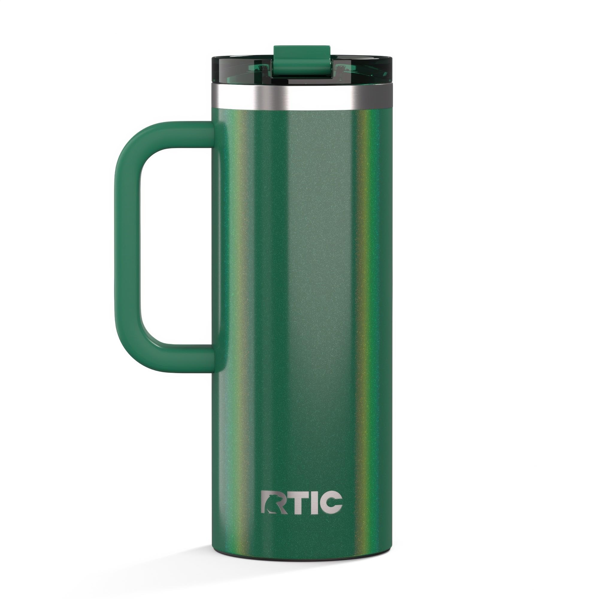 RTIC 20oz Road Trip Travel Mug with Lid and Handle, Ceramic Lined, Insulated, Stainless Steel, Metal, Double Wall Vacuum-Insulation, Portable Coffee, Tea Cup for Hot and Cold Drink, Black