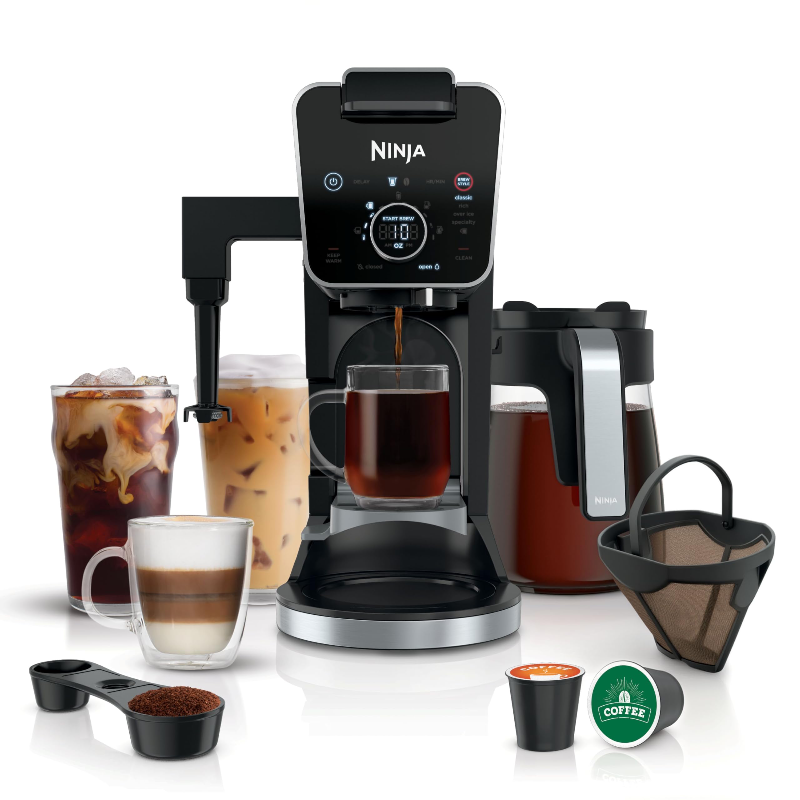 Ninja 12-Cup Programmable Coffee Brewer, 2 Brew Styles, Adjustable Warm Plate, 60oz Water Reservoir, Delay Brew - Black/Stainless Steel