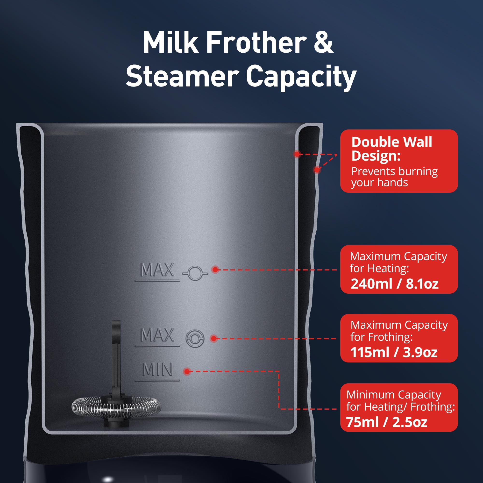 Electric Milk Frother, Paris Rhône 4-in-1 Milk Steamer and Frother, Hot & Cold Foam Milk Warmer with Temperature Control, Auto Shut-Off Frothers for Coffee, Latte,Macchiato, Cappuccino