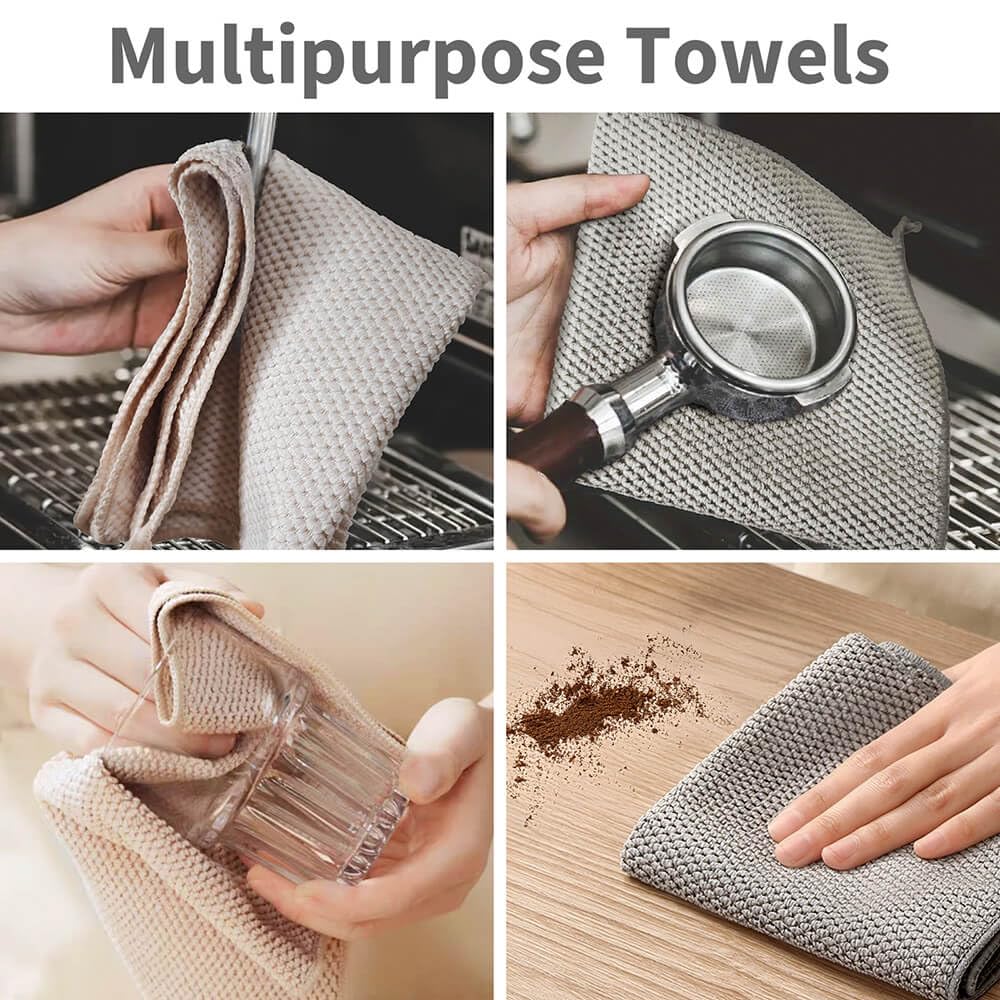 Barista Towel 6 Pack, Extra Thick Microfiber Coffee Cleaning Cloths, Espresso Machine Accessories for Coffee Bar, Steam Wand, Countertop, Milk Frother, 12”x12”