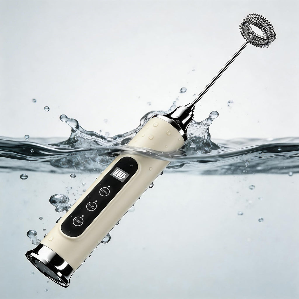 YUSWKO Milk Frother Wand for Coffee, Handheld Coffee Frother, Rechargeable Drink Mixer, Waterproof Electric Whisk, Black