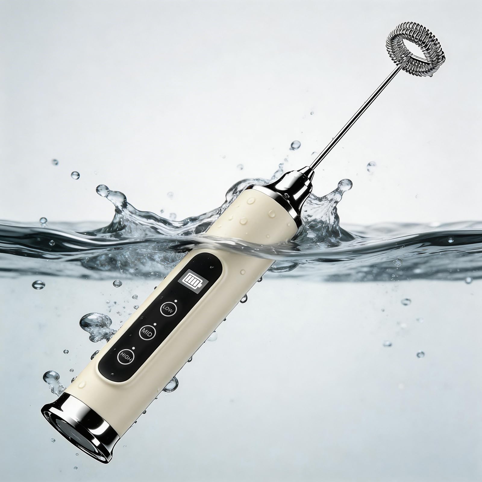YUSWKO Milk Frother Wand for Coffee, Handheld Coffee Frother, Rechargeable Drink Mixer, Waterproof Electric Whisk, Black
