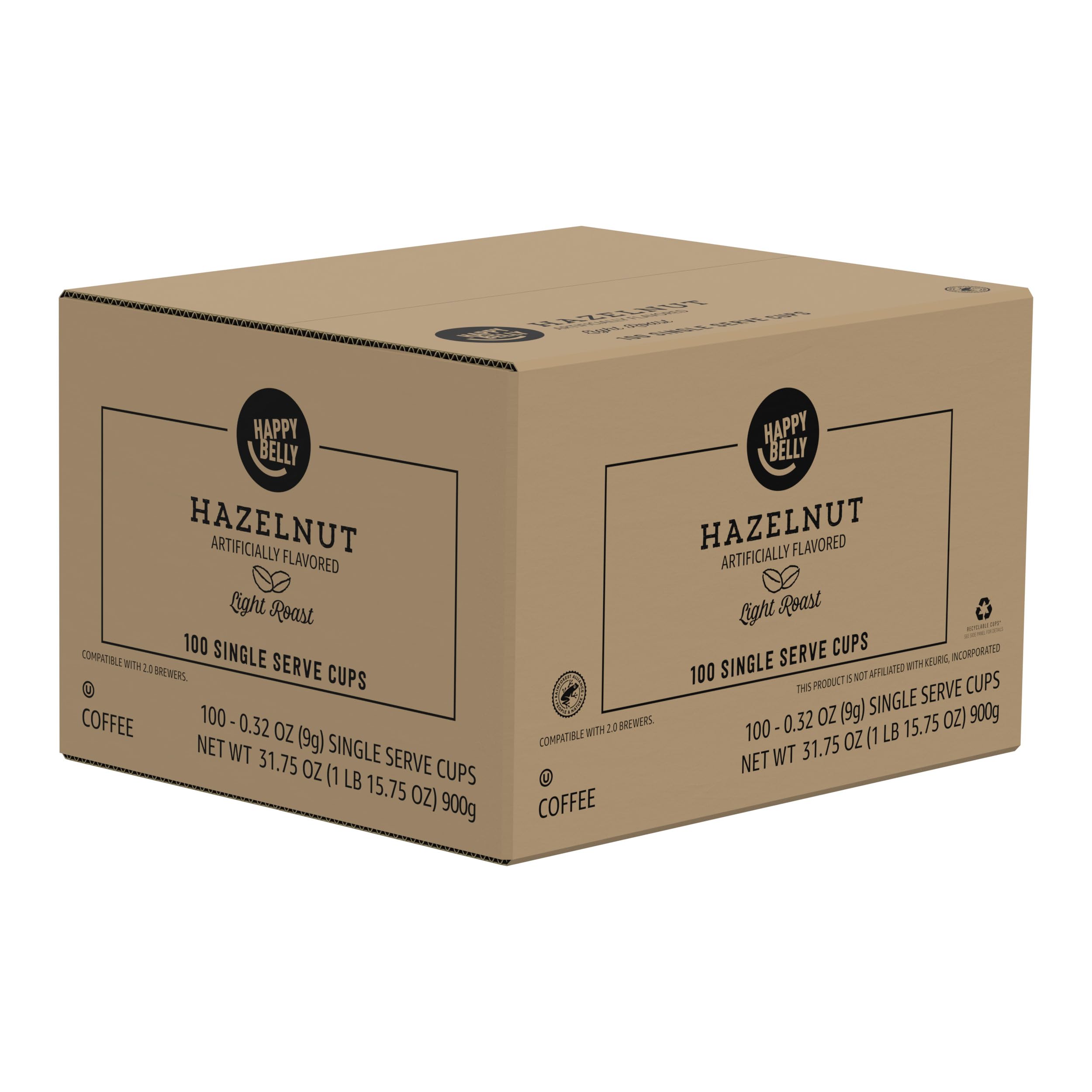 Amazon Brand - Happy Belly Dark Roast Coffee Pods, French Roast, Compatible with Keurig 2.0 K-Cup Brewers, 100 Count