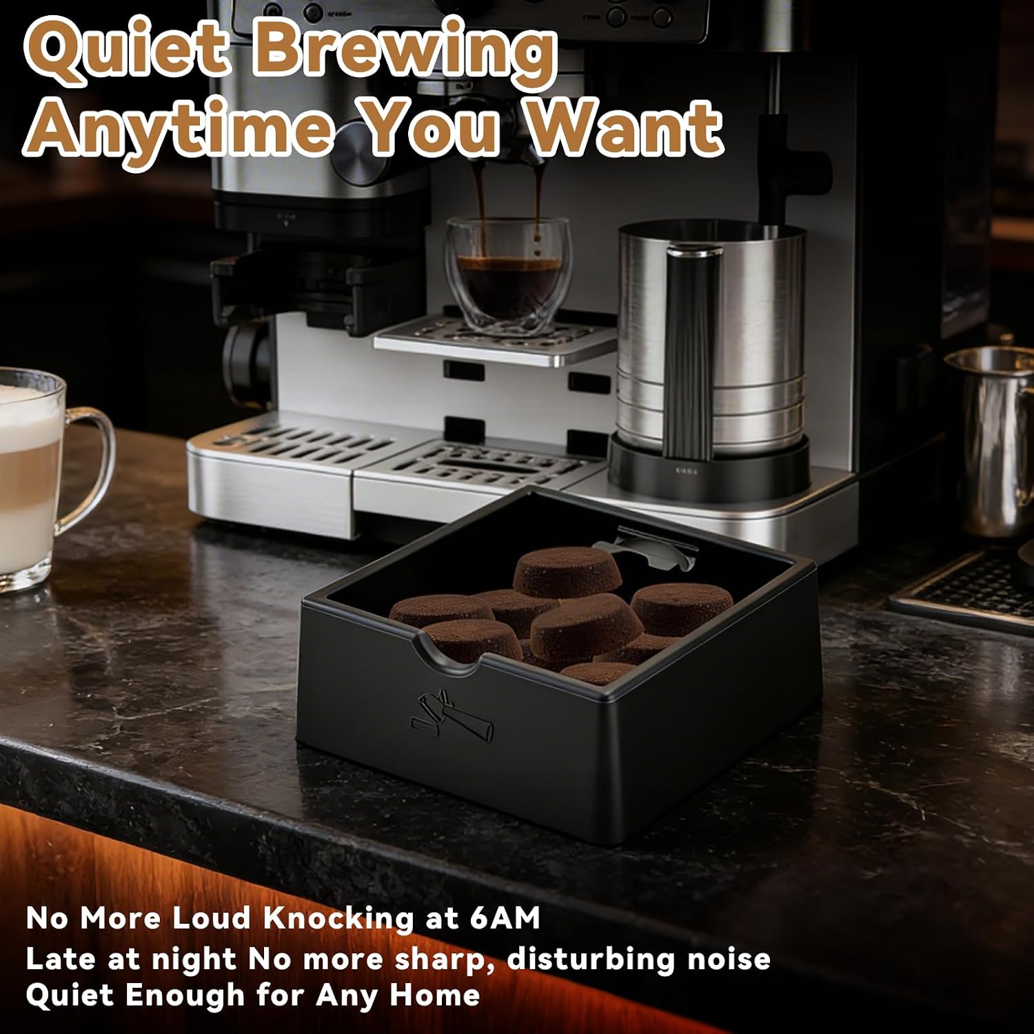 Silicone Espresso Knock Box, Quiet Non-Slip Coffee Puck Bin, Durable Barista Knock Box for Coffee Grounds, Universal Countertop Espresso Accessories