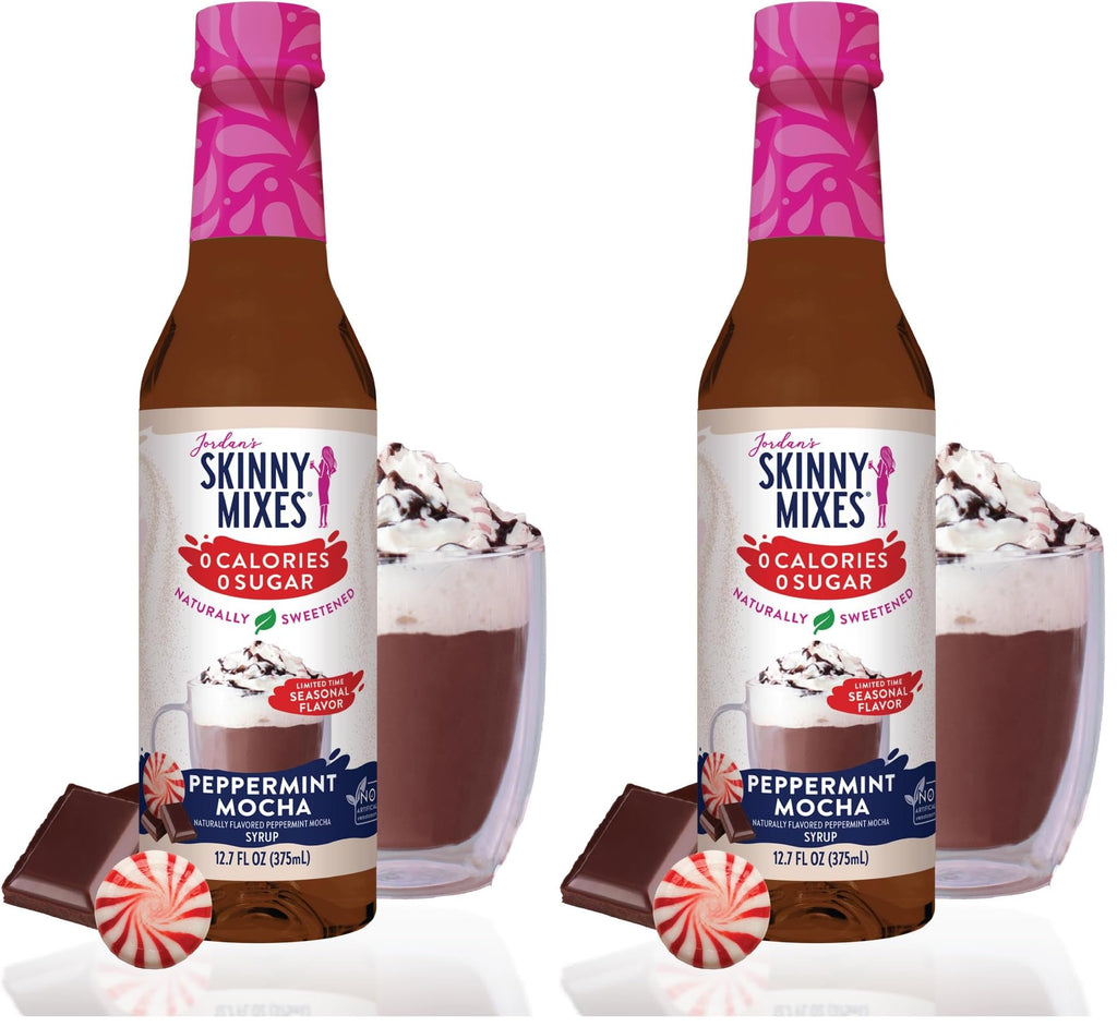 Jordan's Skinny Mixes Sugar Free Coffee Syrup, Cinnamon Dolce Coffee Flavoring Syrup, Naturally Sweetened Zero Calorie Drink Mix, Lattes, Baking or Protein Shake, Dairy & Gluten Free, 12.7 Fl Oz