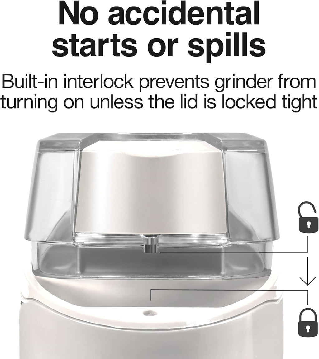 Proctor Silex Electric Coffee Grinder for Beans, Spices and More, Stainless Steel Blades, 12 Cups, White