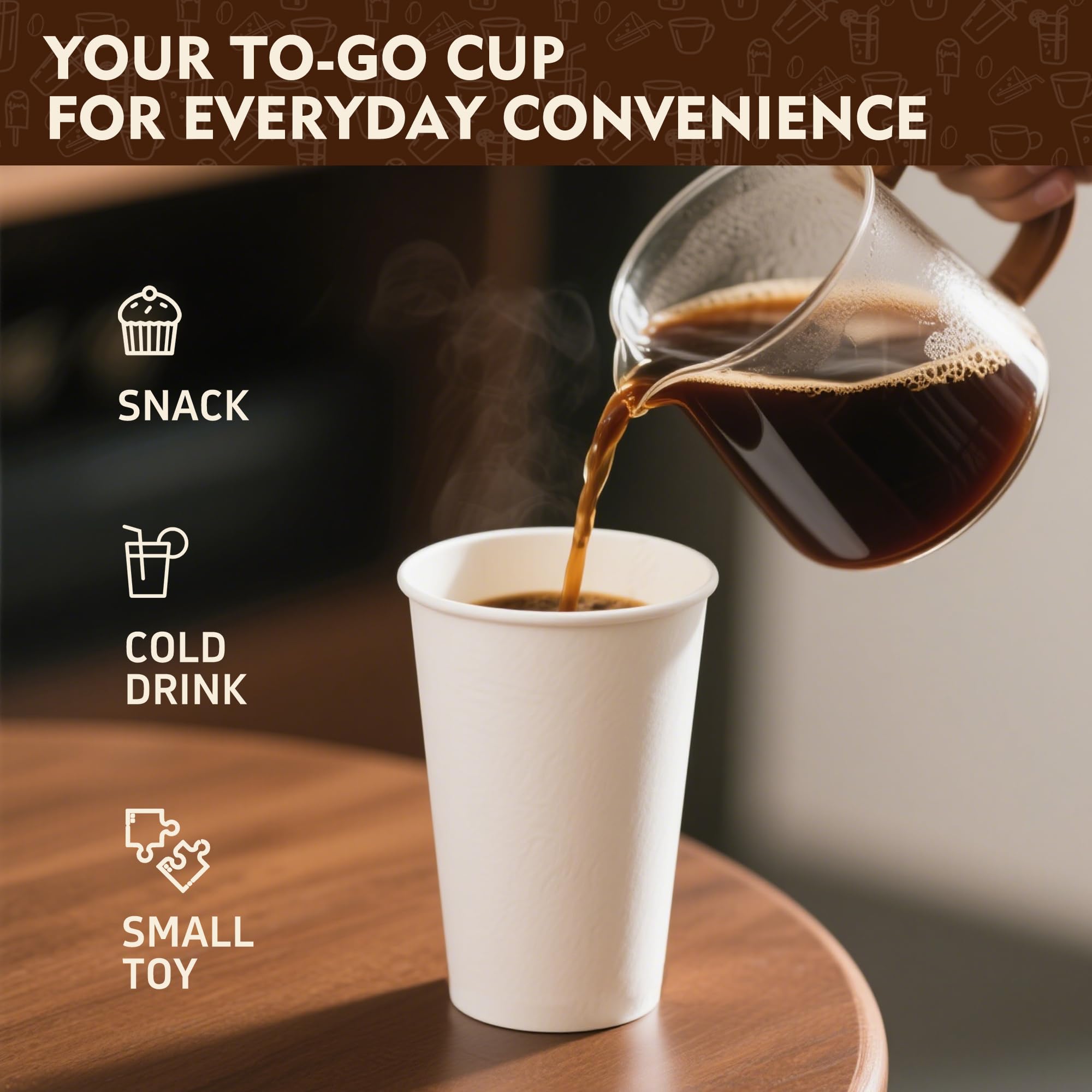 YEEHAW 100 Pack 16 oz Disposable Coffee Cups with Lids, Heat & Leak-proof Paper Cups, to Go Coffee Cups for Hot & Cold Beverage