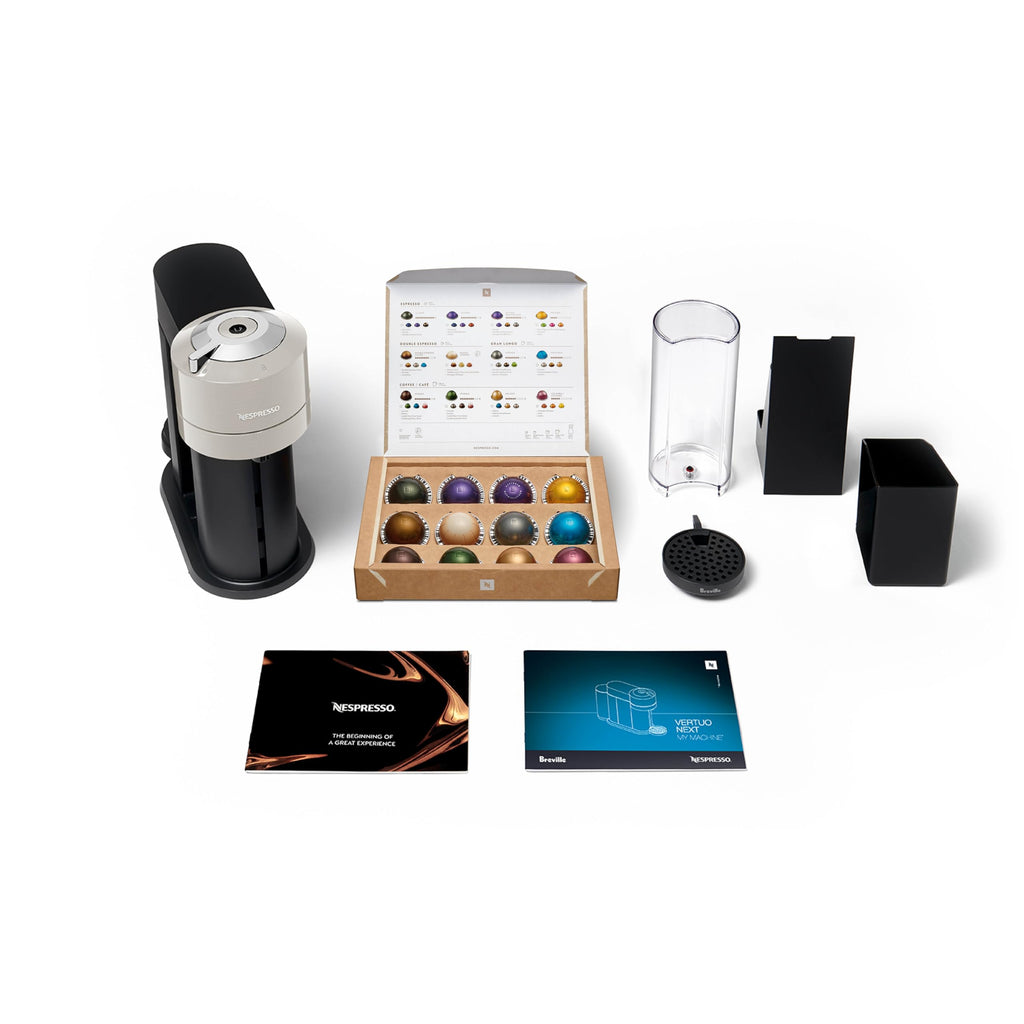 Nespresso Vertuo Next Coffee and Espresso Maker by Breville, with Aeroccino Milk Frother, Light Grey