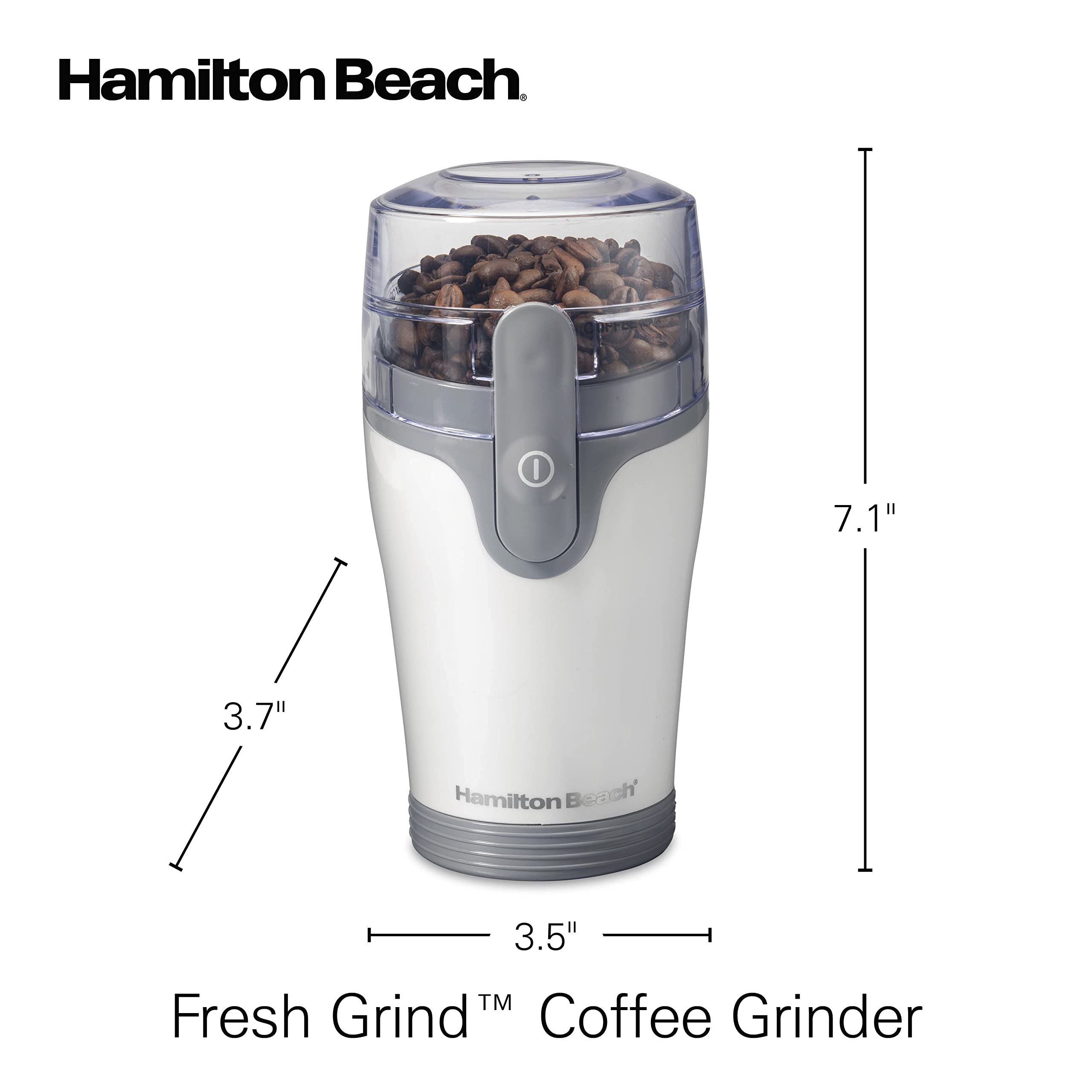 Hamilton Beach Fresh Grind Electric Coffee Grinder for Beans, Spices and More, Stainless Steel Blades, Removable Chamber, Makes up to 12 Cups, Black
