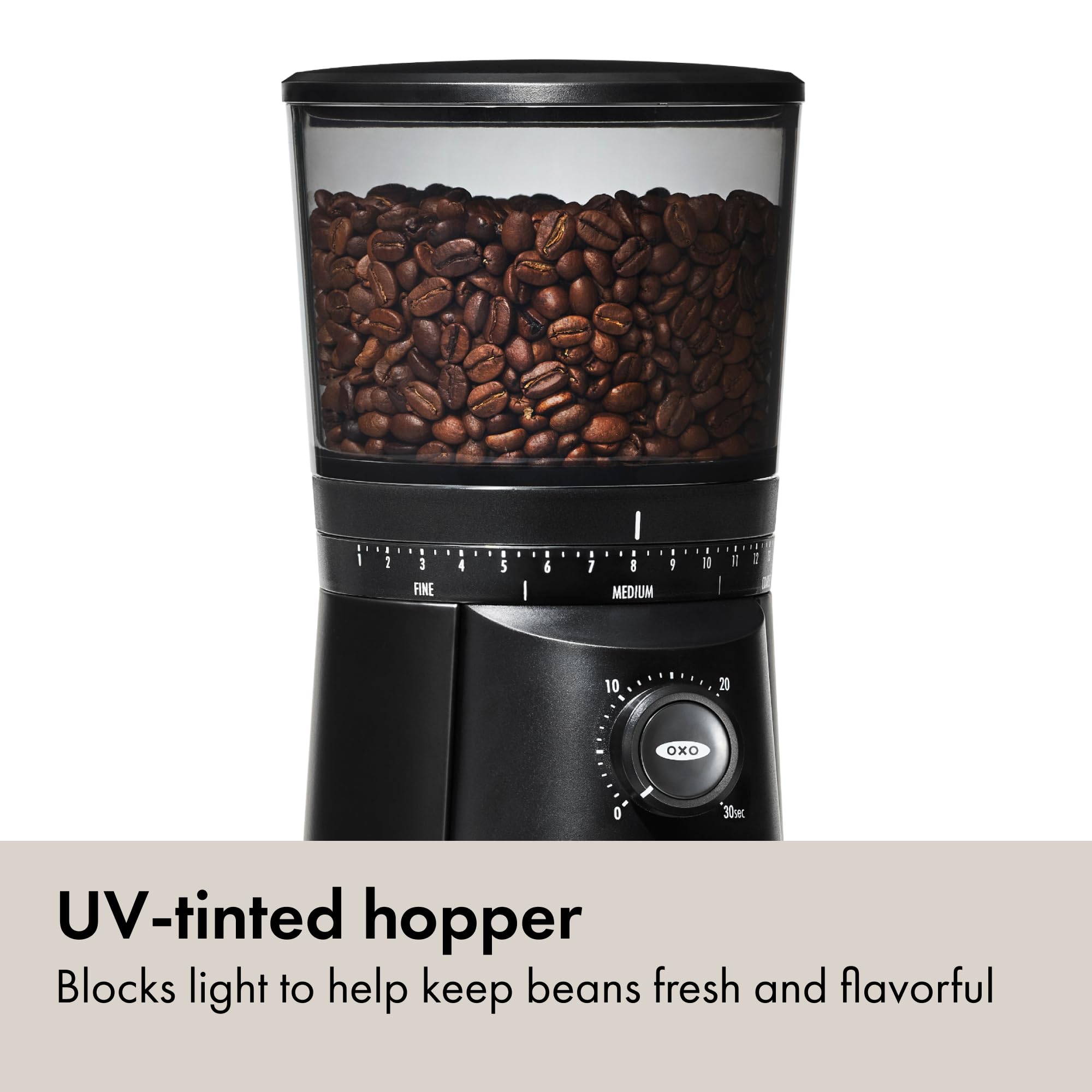 OXO Brew Conical Burr Coffee Grinder - Silver, Stainless Steel Burrs, One-Touch Automatic Smart Grind