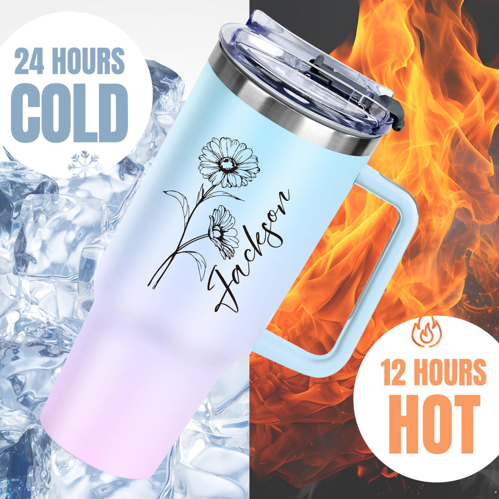 Personalized Tumbler Custom Coffee Tumbler Laser Engrave with Name 20 Oz Stainless Steel Travel Tumbler Cup Mug Personalized Gifts for Birthday Christmas Anniversary for Men Women Kids