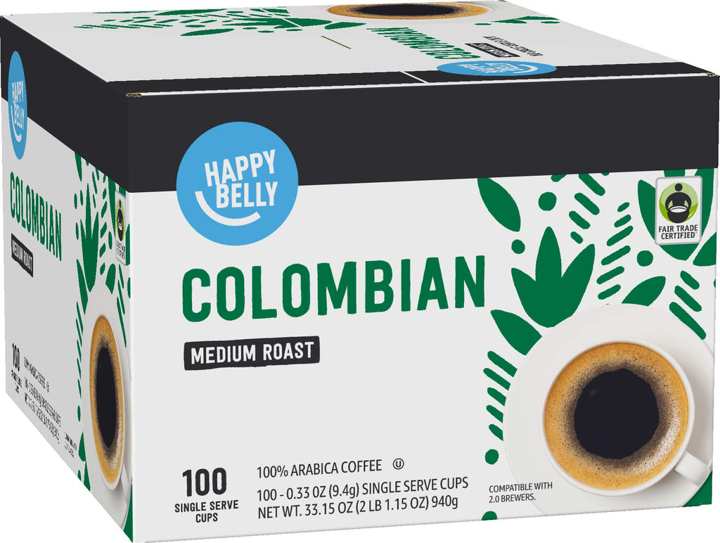 Amazon Brand - Happy Belly Dark Roast Coffee Pods, French Roast, Compatible with Keurig 2.0 K-Cup Brewers, 100 Count