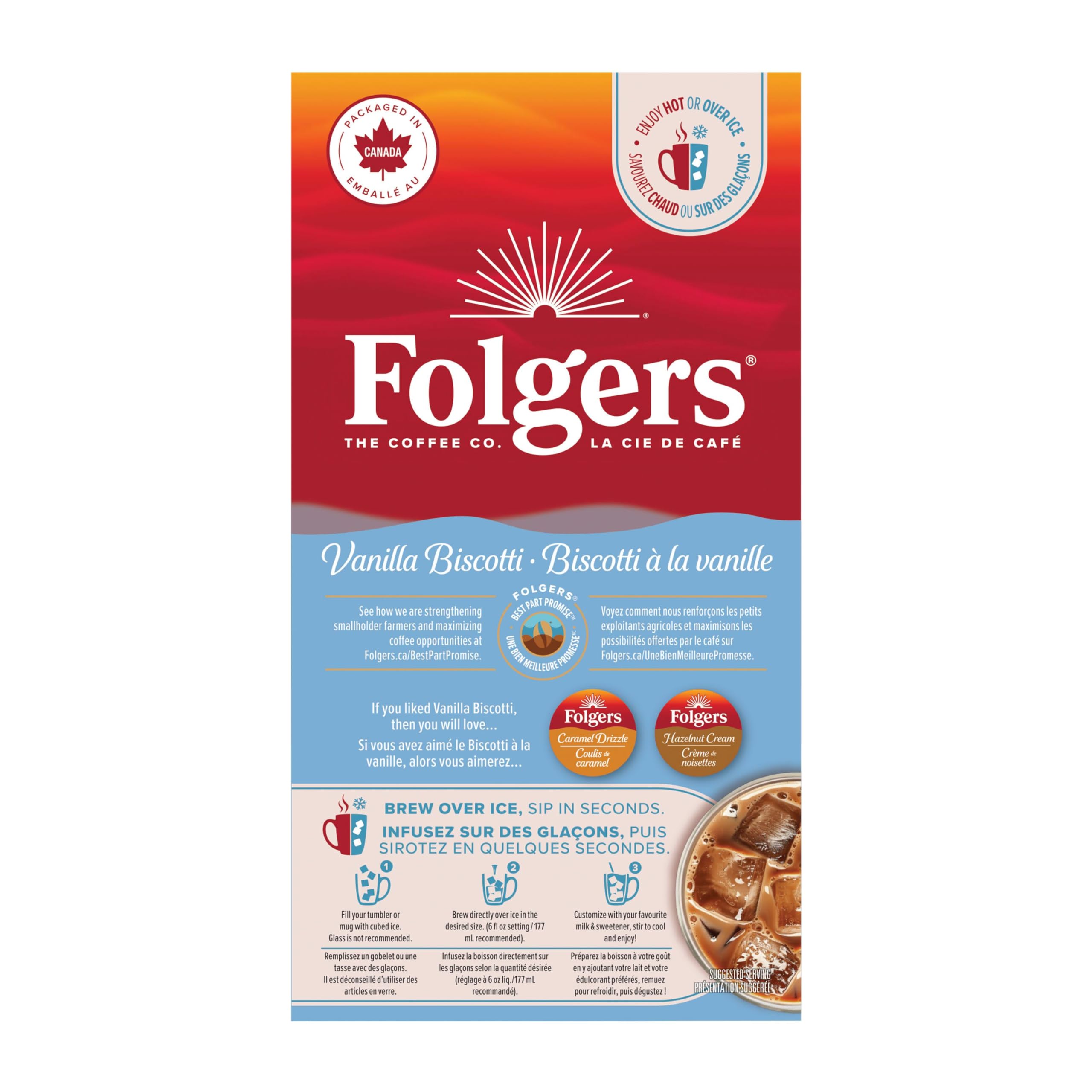 Folgers French Vanilla Artificially Flavored Coffee, Keurig K-Cup pods, 10 Count Box (Pack of 6)