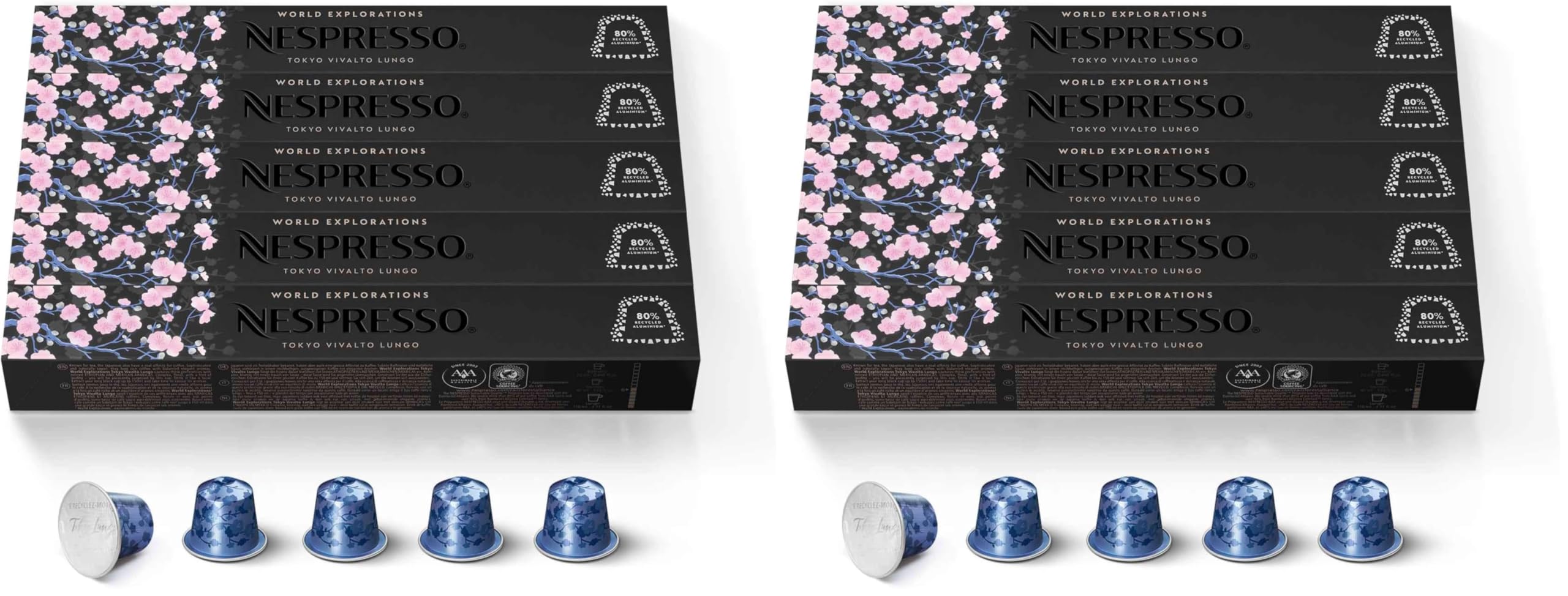 Nespresso Capsules Original Line, Morning Lungo Blends Variety Pack, Mild to Medium to Dark Roast Coffee, 50-Count Coffee Pods
