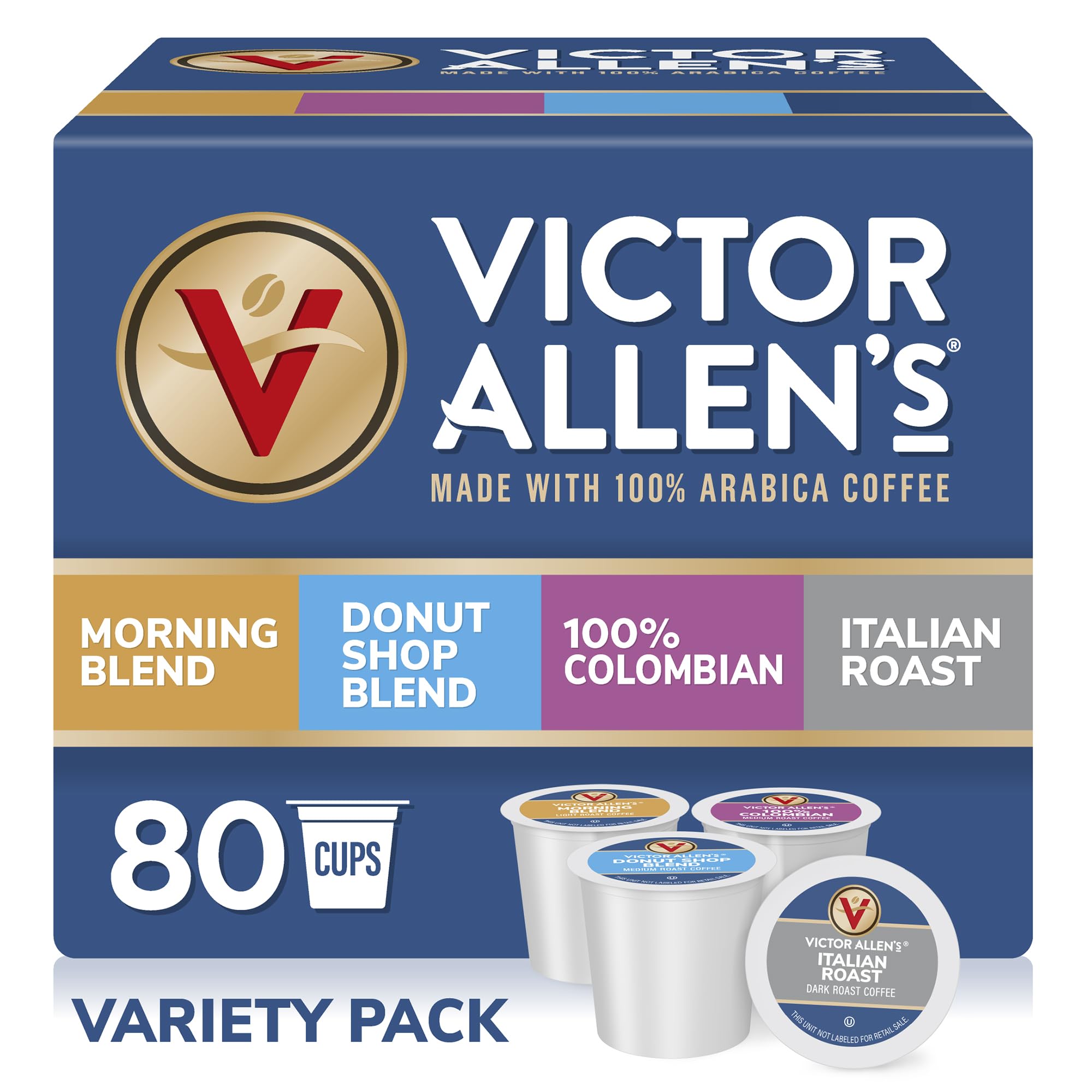 Victor Allen's Coffee Variety Pack (Morning Blend, 100% Colombian, Donut Shop Blend, French Roast), 42 Count, Single Serve Coffee Pods for Keurig K-Cup Brewers