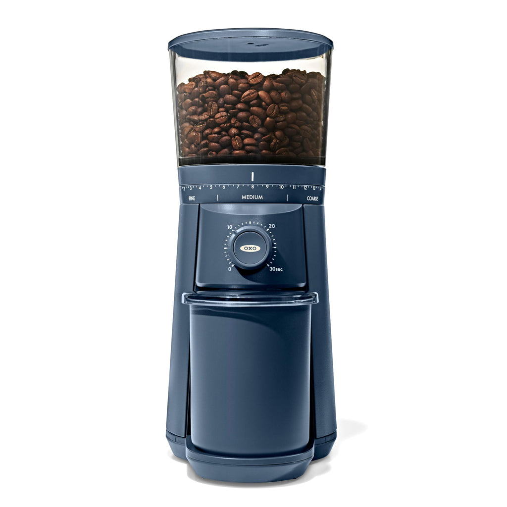 OXO Brew Conical Burr Coffee Grinder - Storm Blue, Stainless Steel Burrs, One-Touch Automatic Smart Grind