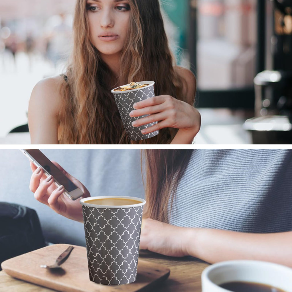 Lamosi Coffee Cups 12 oz 180 Pack, Disposable Paper Coffee Cups, Disposable Cups,12 oz Hot Cup,12oz Paper Insulated Cup for Cold Hot Drinks (No Lids)