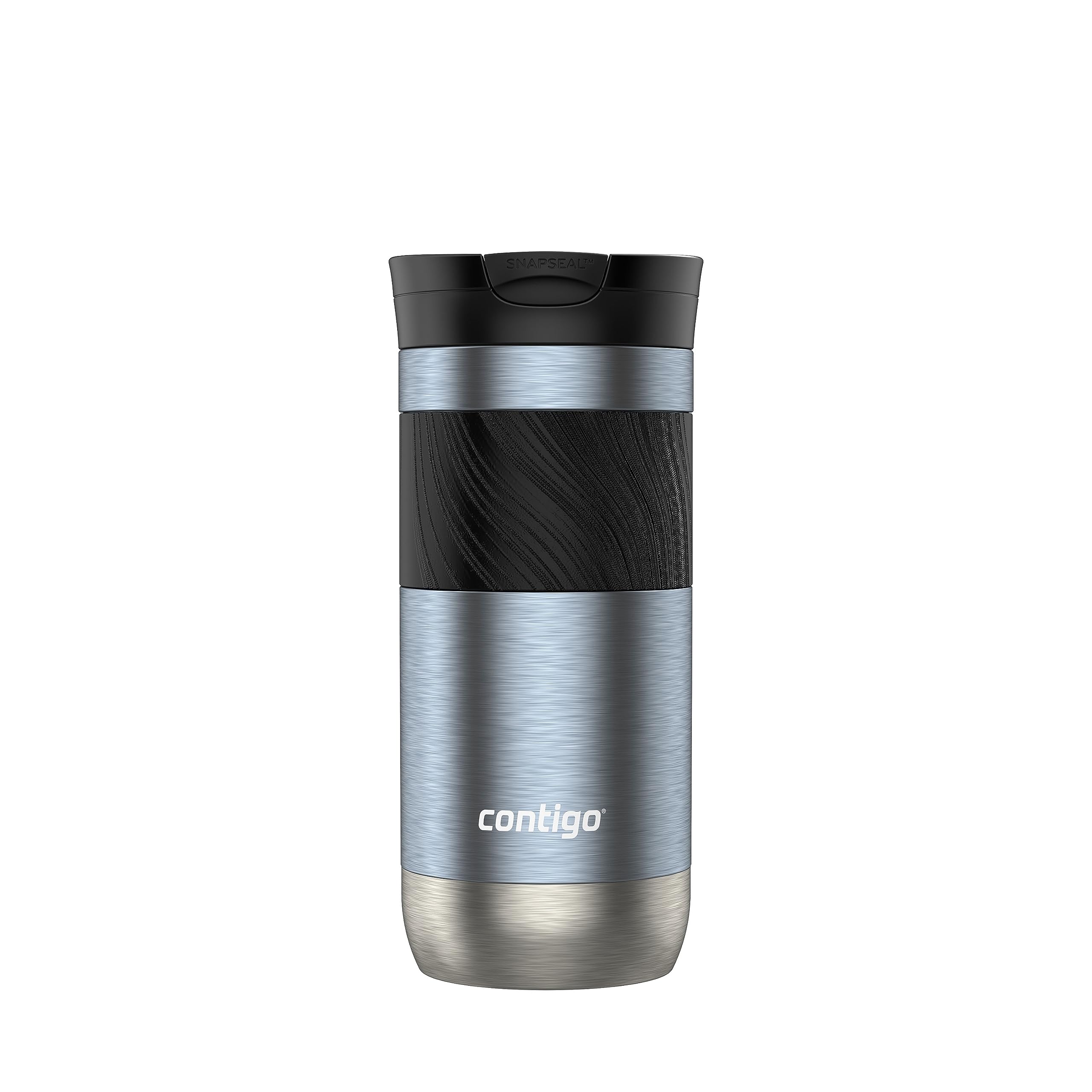 Contigo Byron Vacuum-Insulated Stainless Steel Travel Mug with Leak-Proof Lid Reusable Coffee Mug or Water Bottle BPA-Free 16oz Licorice Keeps Beverages Hot for 6 Hours or Cold for 12 Hours