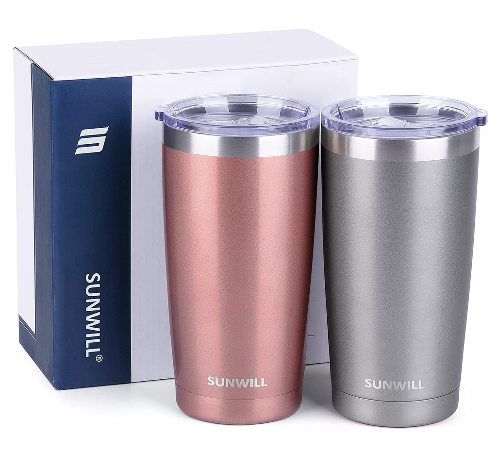 SUNWILL Travel Coffee Tumbler 20 oz, Insulated Mug with Lid, Stainless Steel Cup for Outdoor, Powder Coated Navy