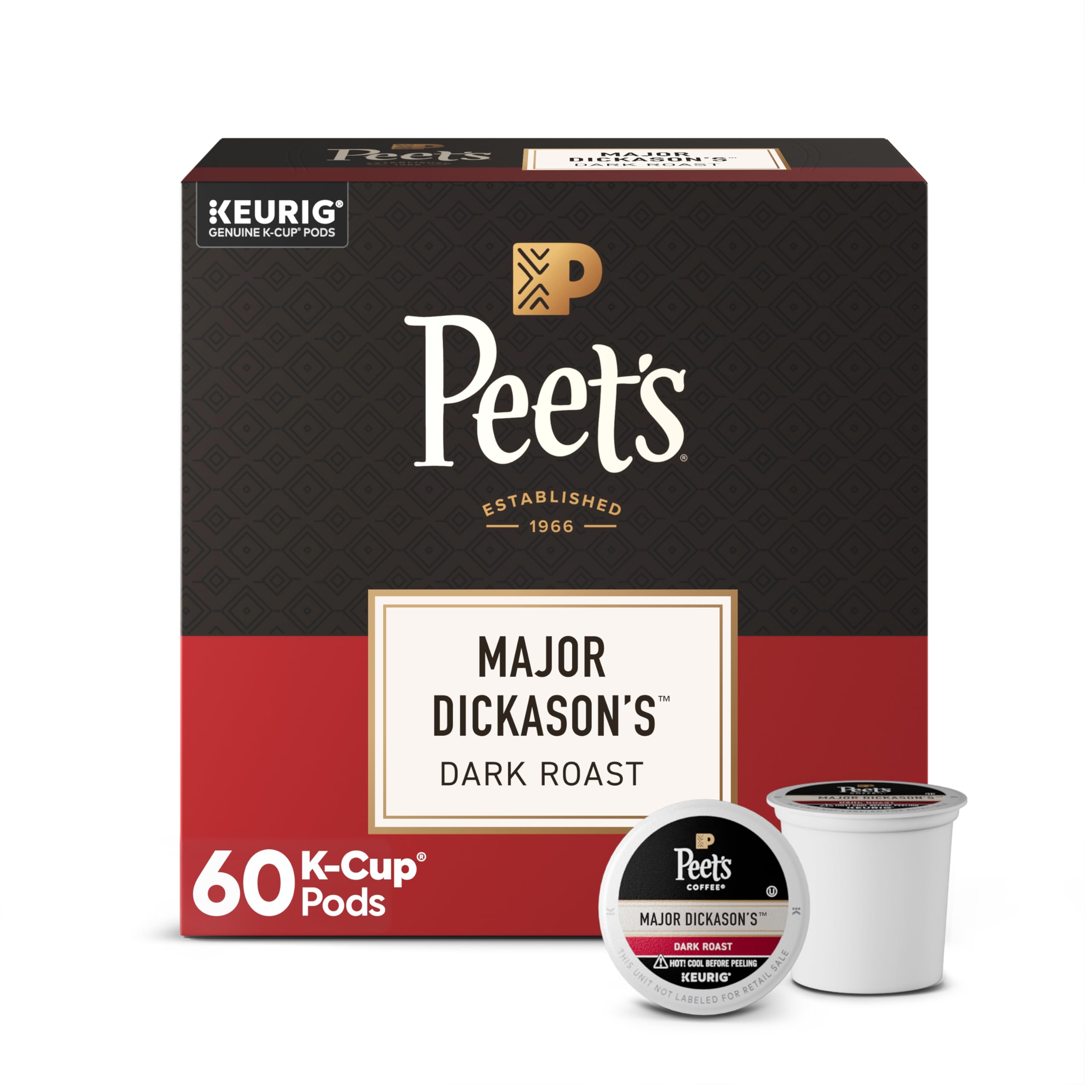 Peet's Coffee, Dark Roast Keurig K-Cup Pods, 100% Arabica Coffee - Major Dickason's Blend 75 Count (1 Box of 75 Pods)