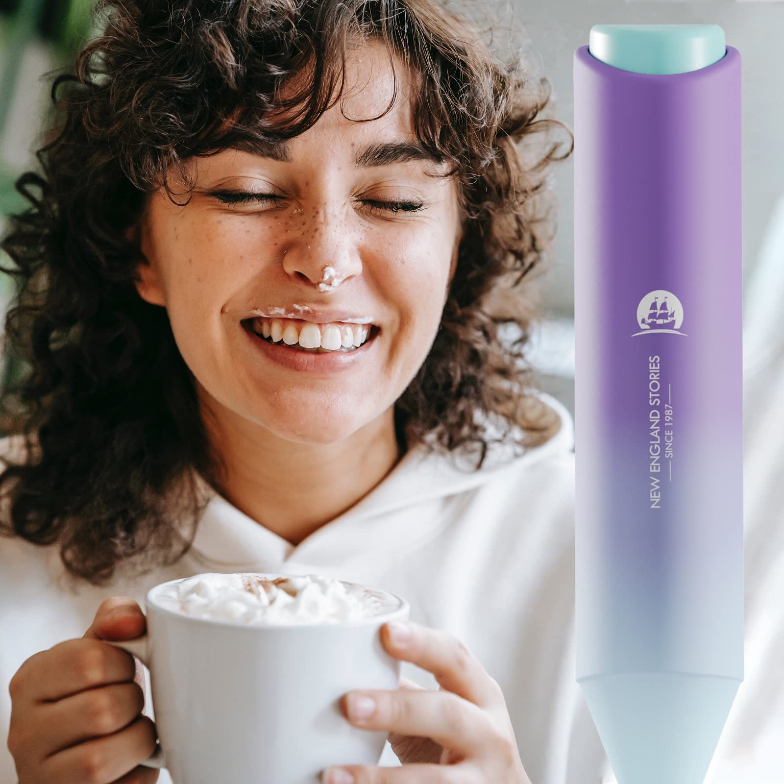 Powerful Milk Frother Handheld Foam Maker, Mini Whisk Drink Mixer for Coffee, Cappuccino, Latte, Matcha, Hot Chocolate, No Stand, Green