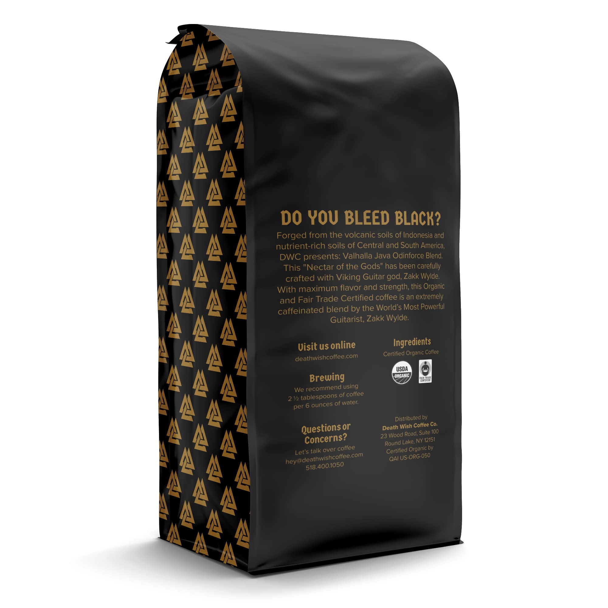 Death Wish Coffee, Valhalla Java Odinforce Blend Whole Bean, USDA Organic and Fair Trade, 12 oz (Pack of 1)