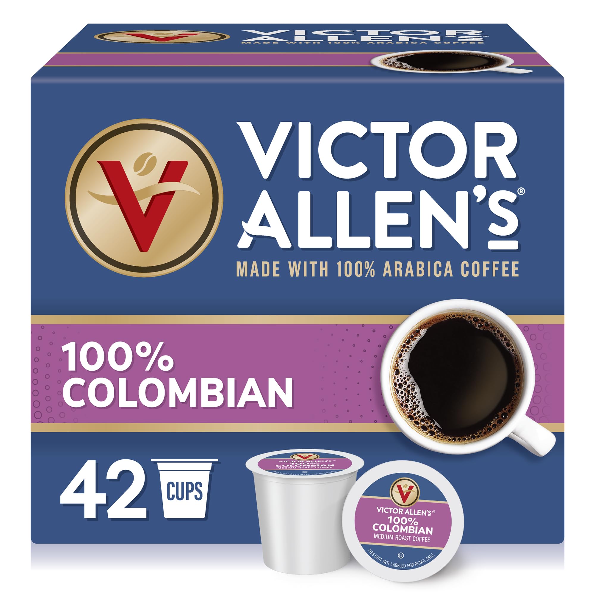 Victor Allen's Coffee Variety Pack (Morning Blend, 100% Colombian, Donut Shop Blend, French Roast), 42 Count, Single Serve Coffee Pods for Keurig K-Cup Brewers