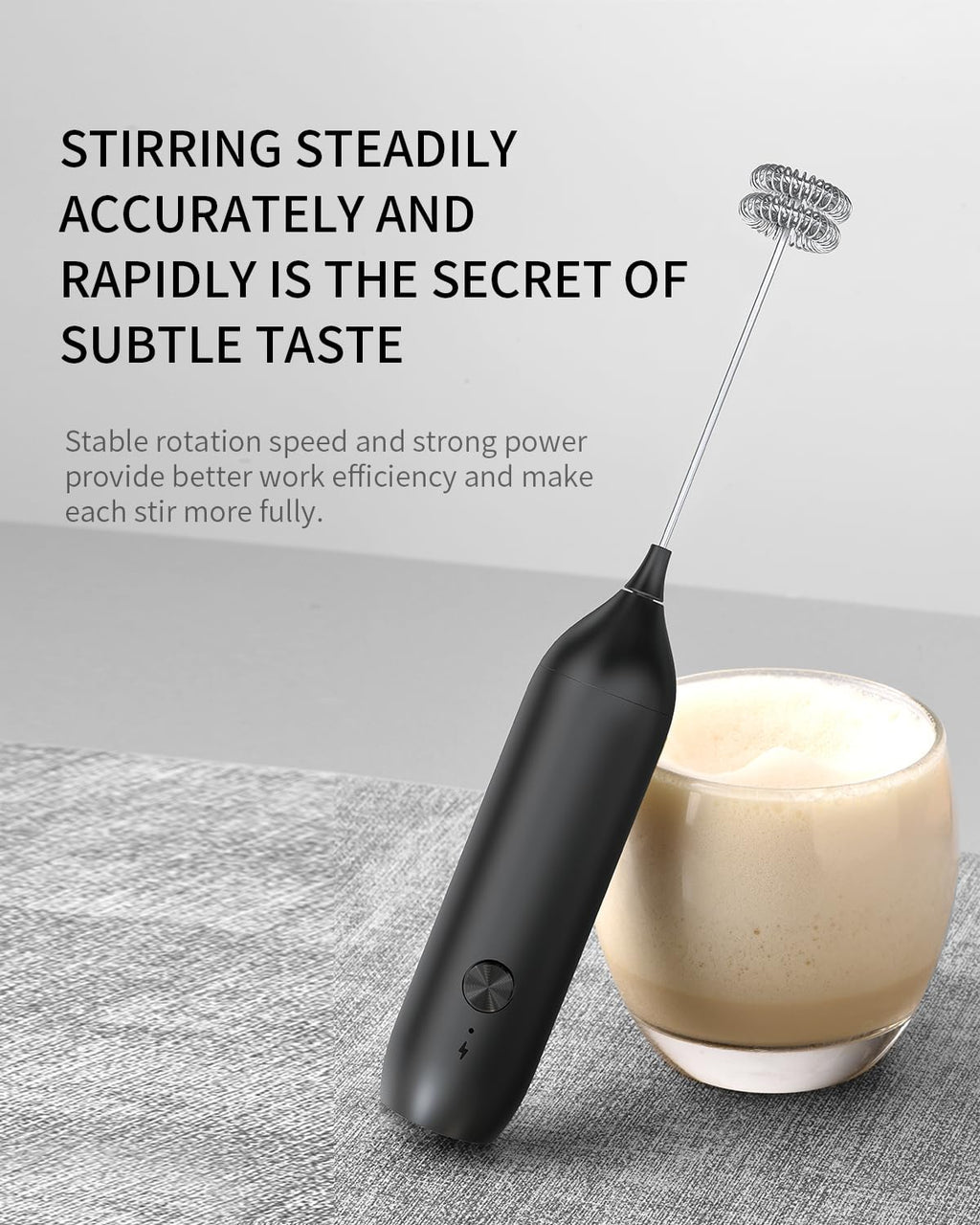 CIRCLE JOY Rechargeable Milk Frother Hanheld, Dual Coil Whisk Head Electric Coffee Frother, Portable Hand Frother Wand Drink Mixer for Matcha Lattes Cappuccino, Kitchen Gifts, Black